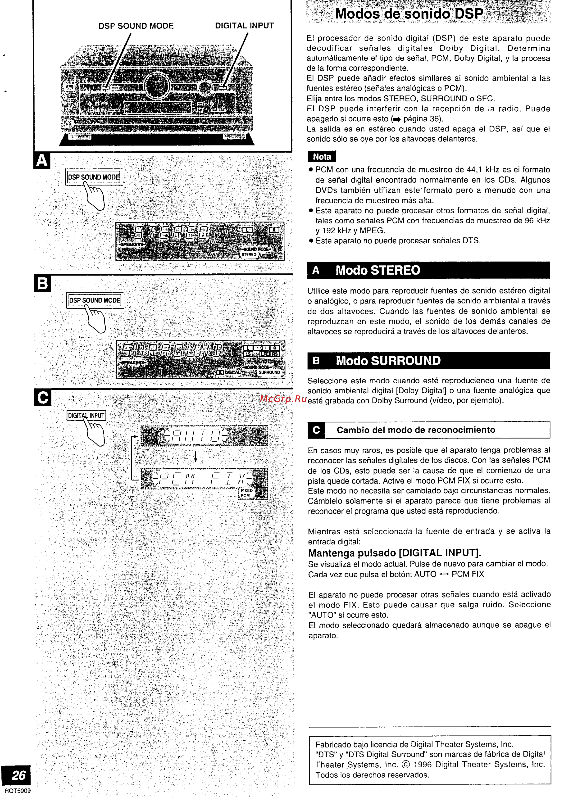 Panasonic SA-HE7 [26/52] Modos de sonido dsp