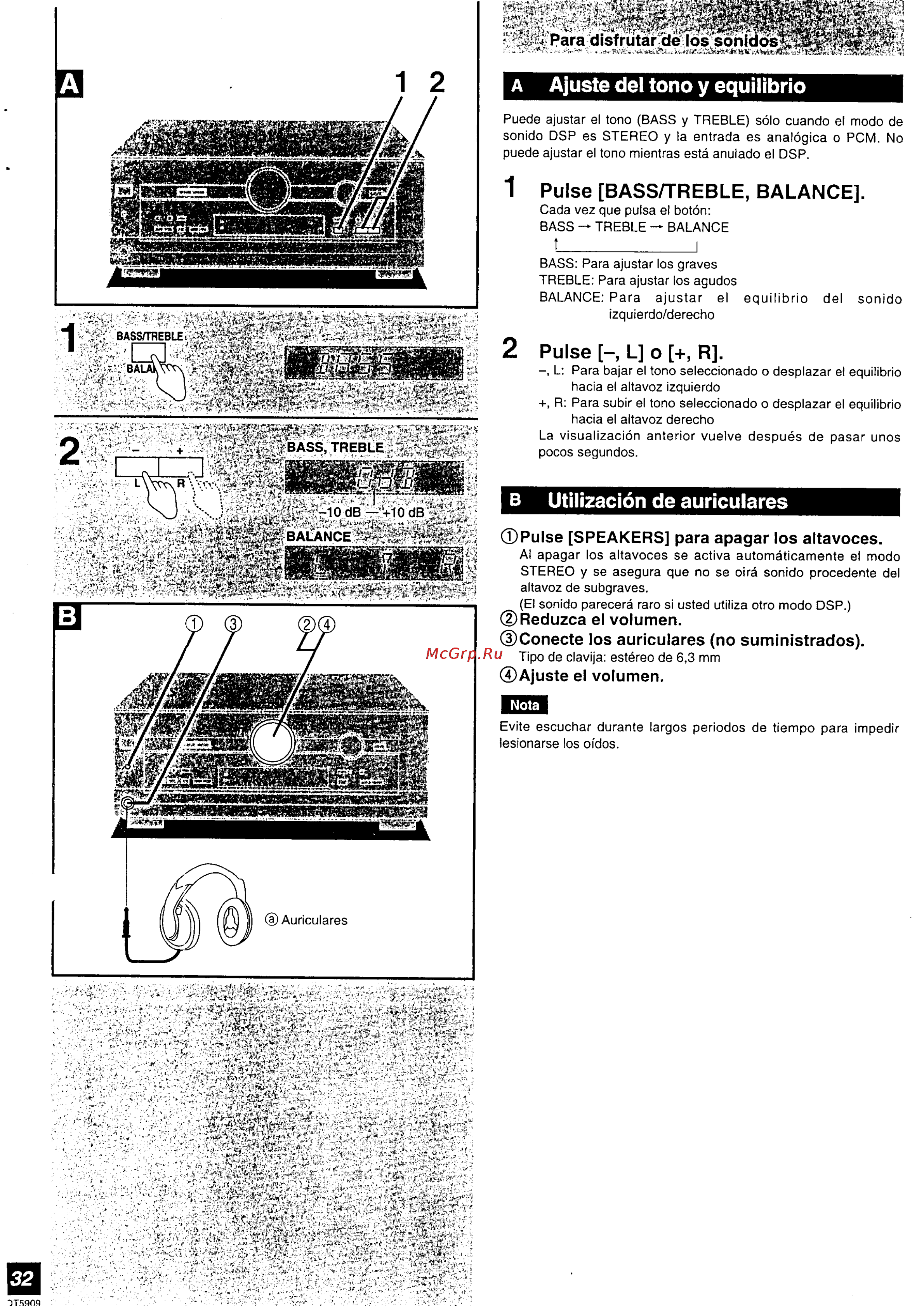Panasonic SA-HE7 [32/52] Pulse bass treble balance