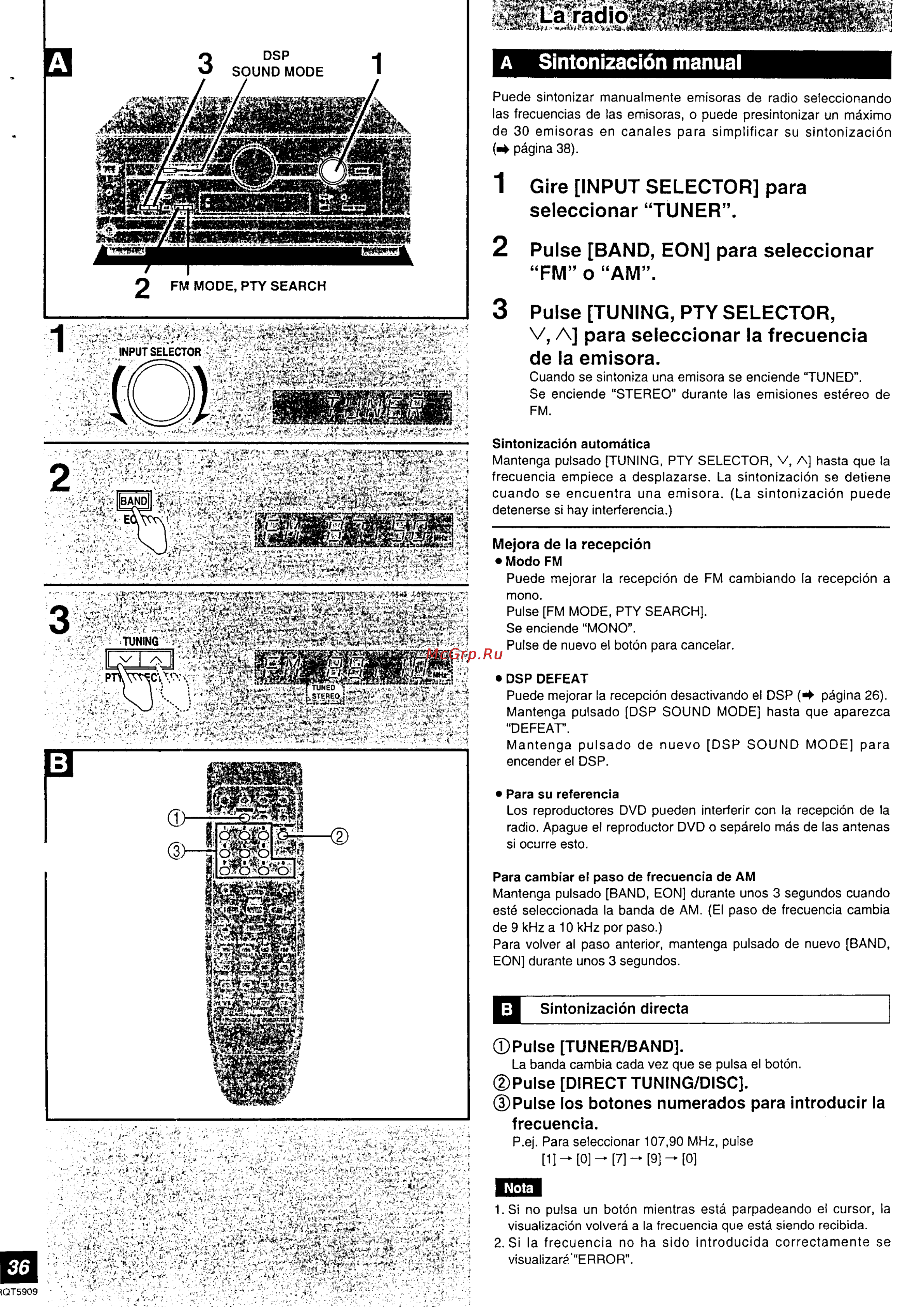 Panasonic SA-HE7 [36/52] Gire input selector para