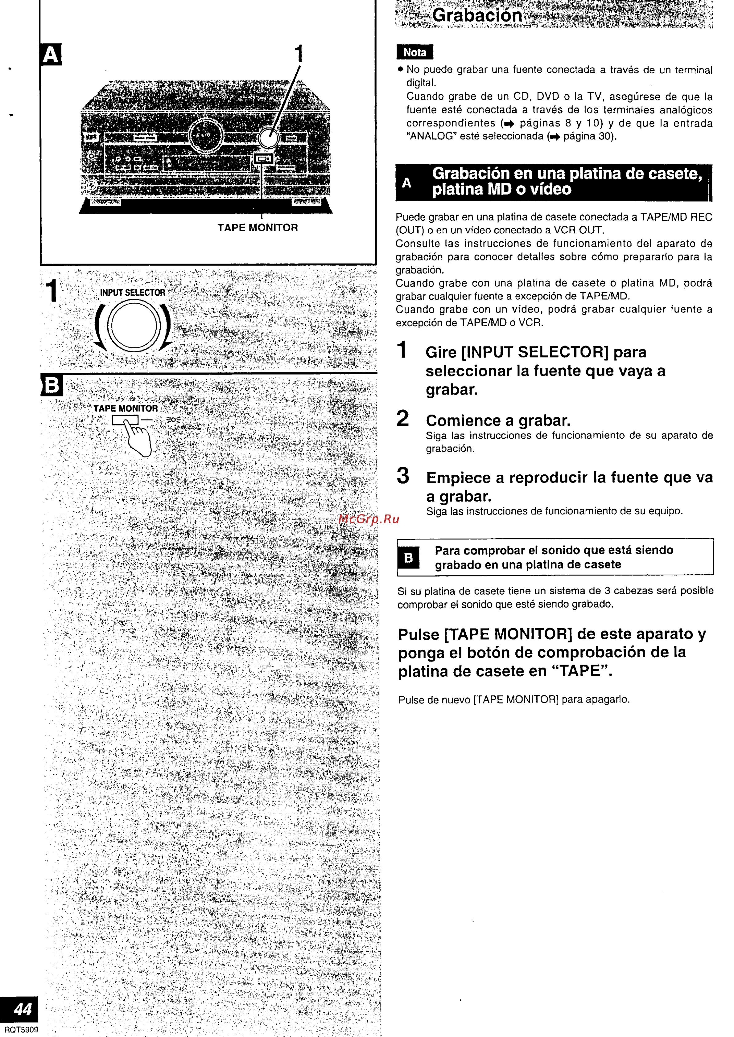 Panasonic SA-HE7 [44/52] Gire input selector para