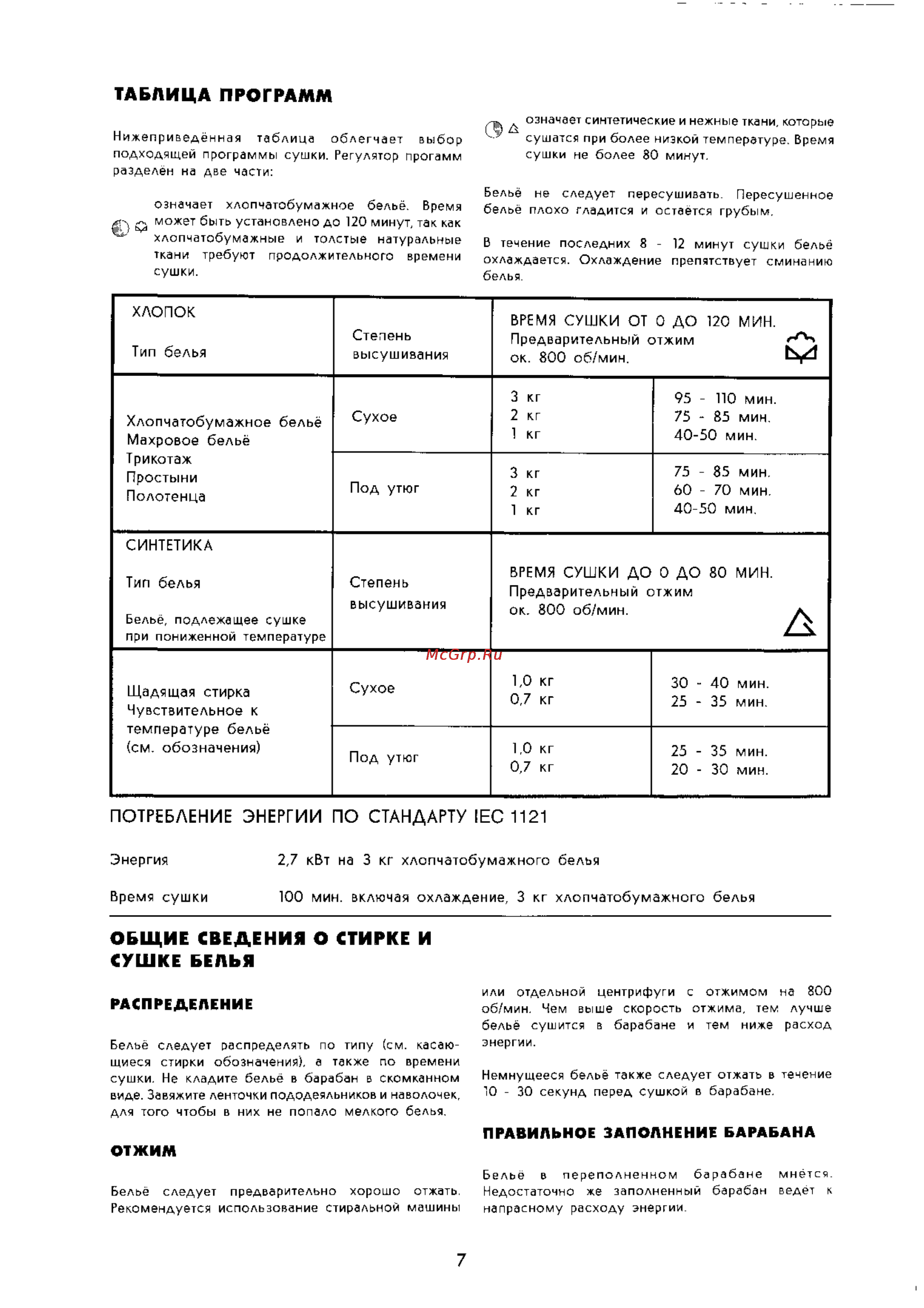 Zanussi TCS 170 T [7/10] Правильное заполнение барабана