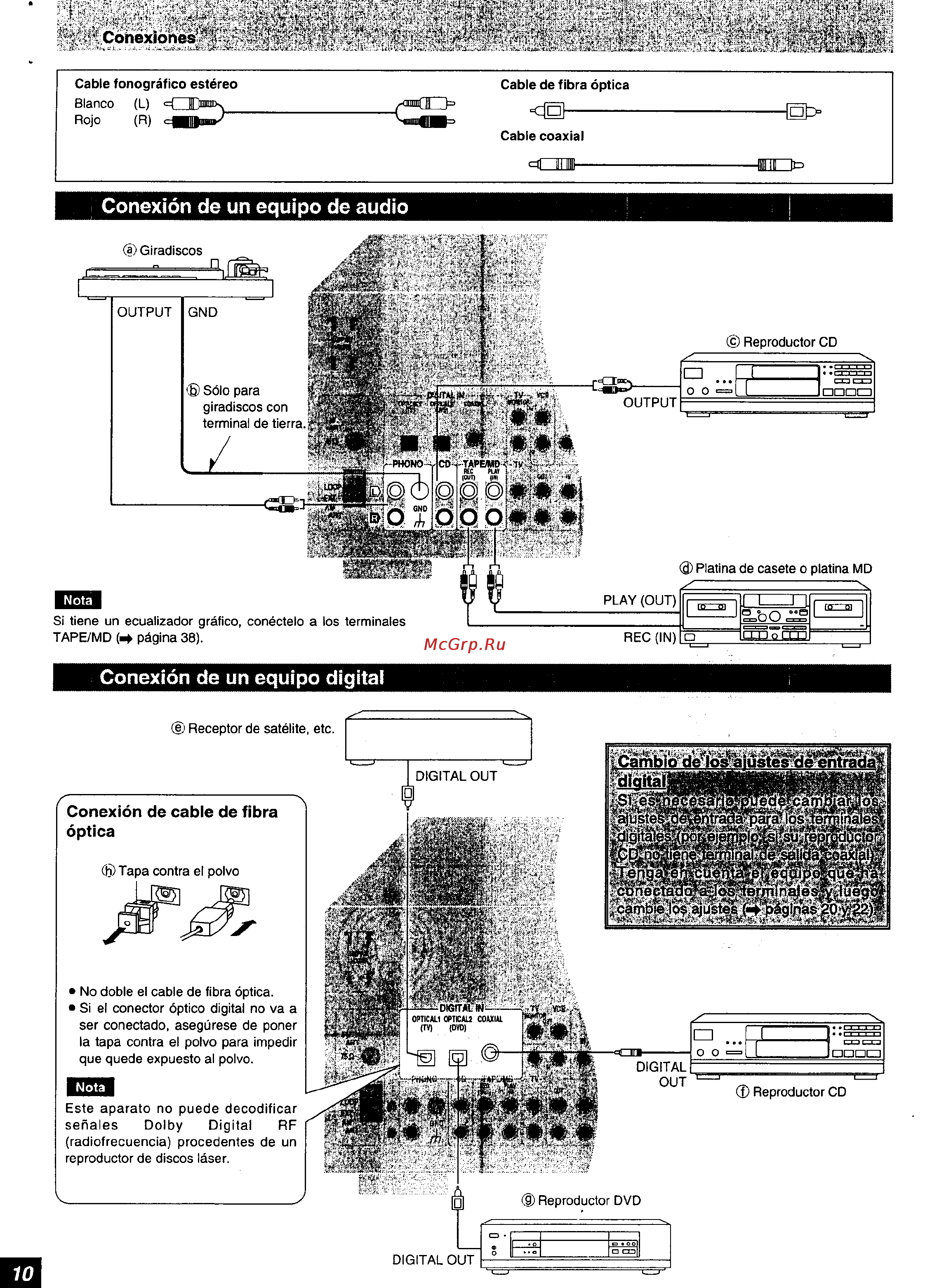 Panasonic SA-HE9 [10/61] Conexión de un equipo de audio