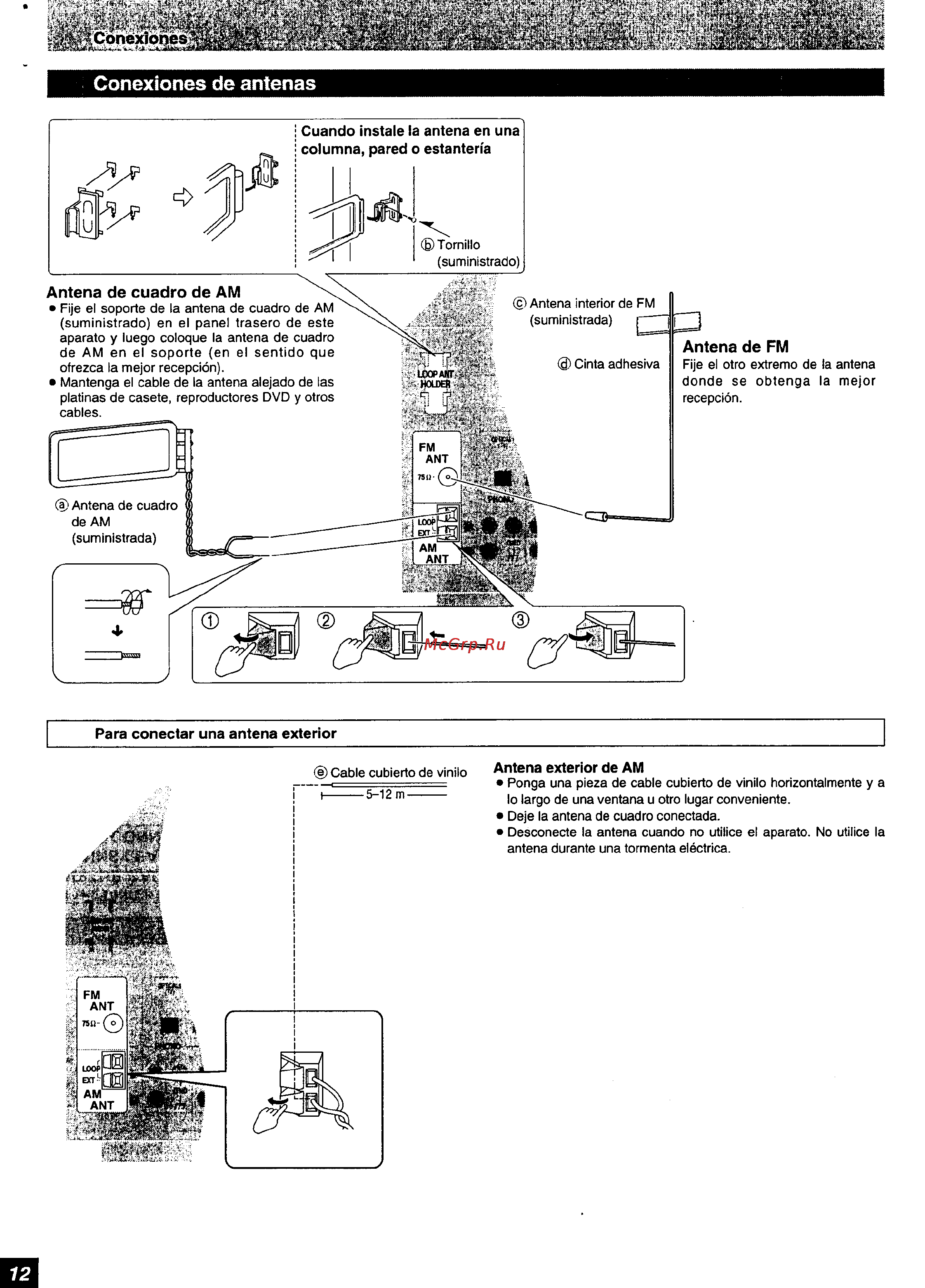 Panasonic SA-HE9 [12/61] Conexiones de antenas