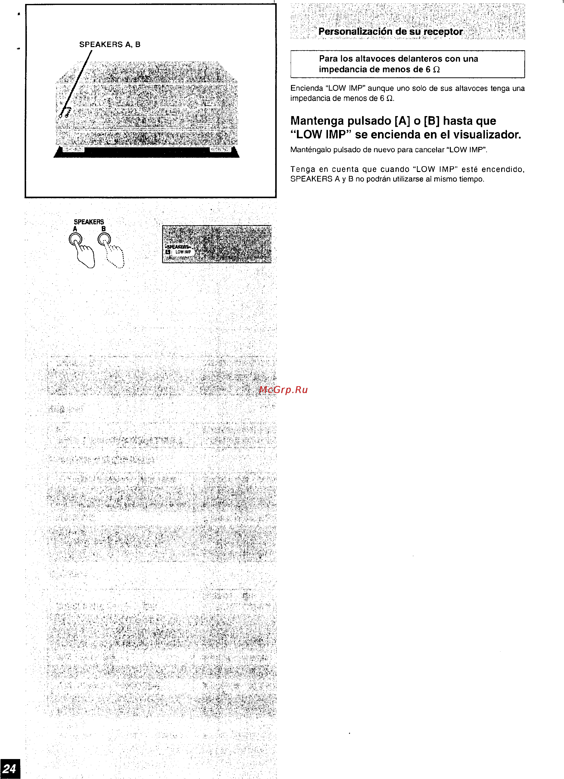 Panasonic SA-HE9 [24/61] Mantenga pulsado a o b hasta que low imp se encienda en el visualizados
