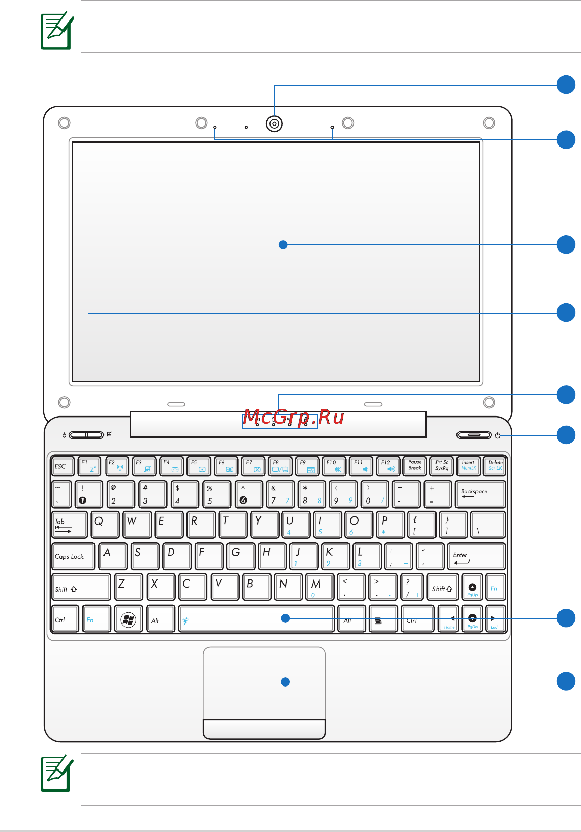 Asus EEE PC 1008P Pink N-570 [10/66] Верхняя сторона