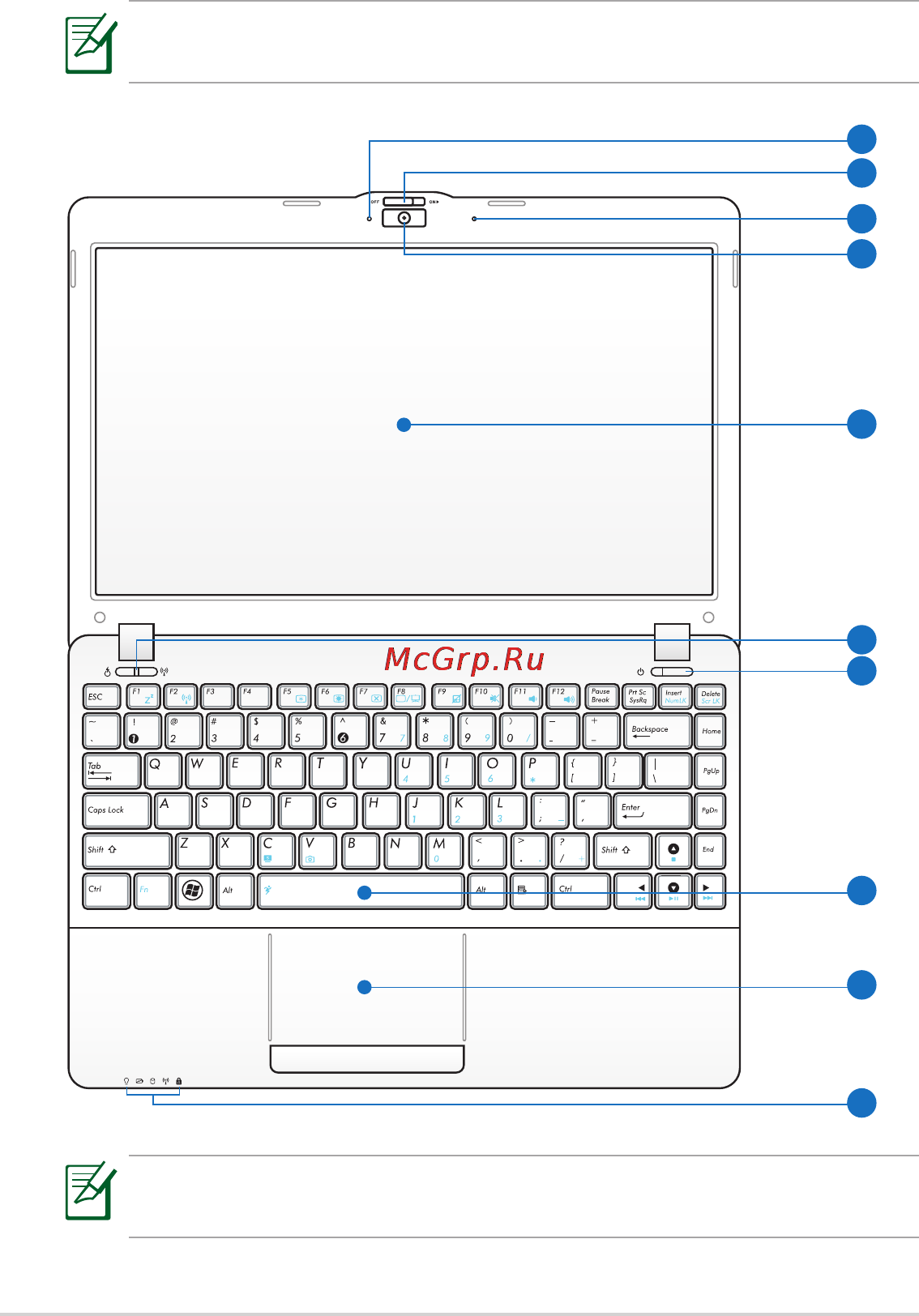 Asus EEE PC 1215N Black [10/61] Верхняя сторона