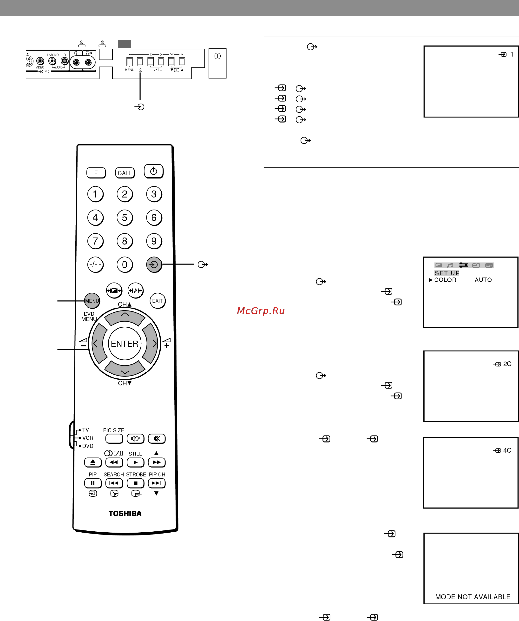 Toshiba 34SH9UC [33/36] Подключение внешней аудио видеоаппаратуры выбор источника сигнала