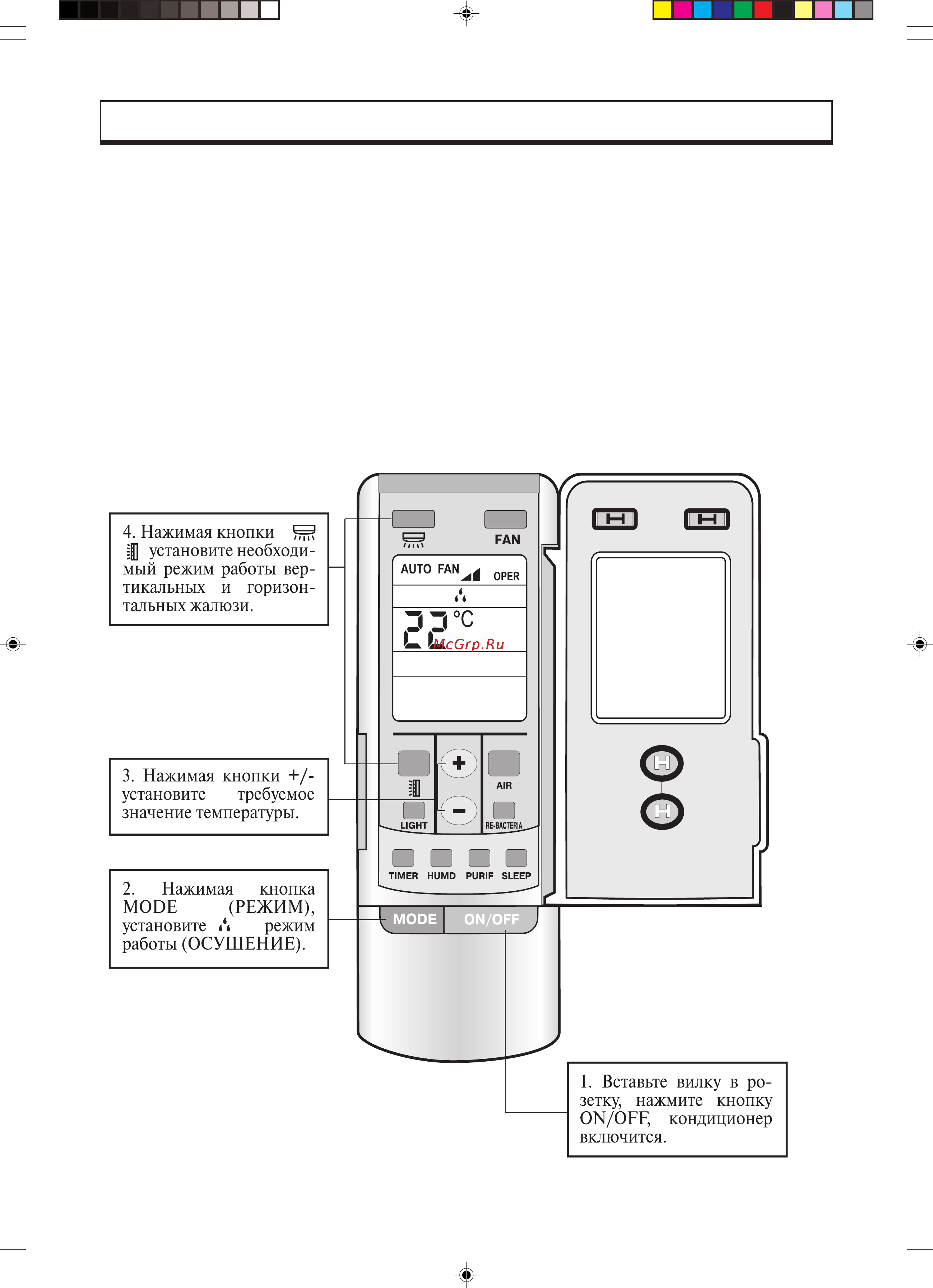Gree FLOOR STANDING KFR-120LW/E [24/40] Дистанционный пульт управления