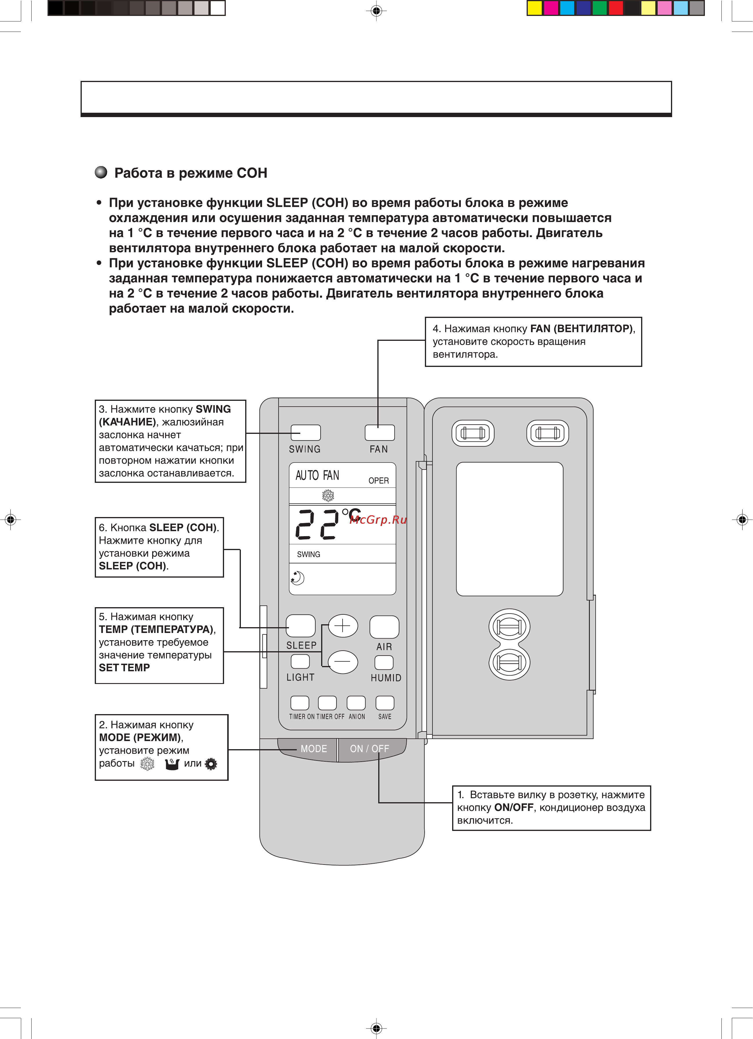 Gree FLOOR STANDING KFR-120LW/E [35/40] Дистанционный пульт управления