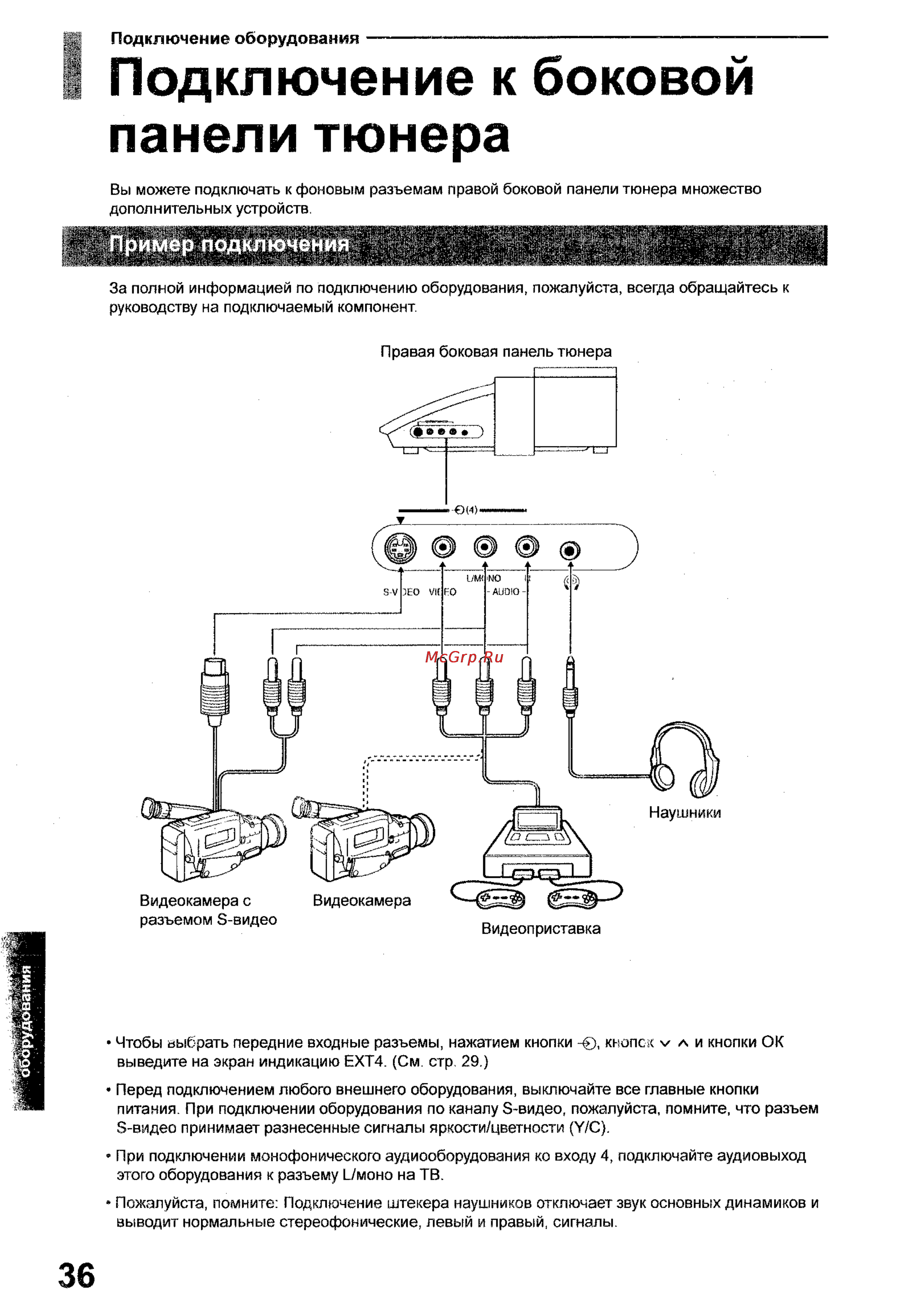 Toshiba 35WP26P [36/58] Подключение к боковой панели тюнера