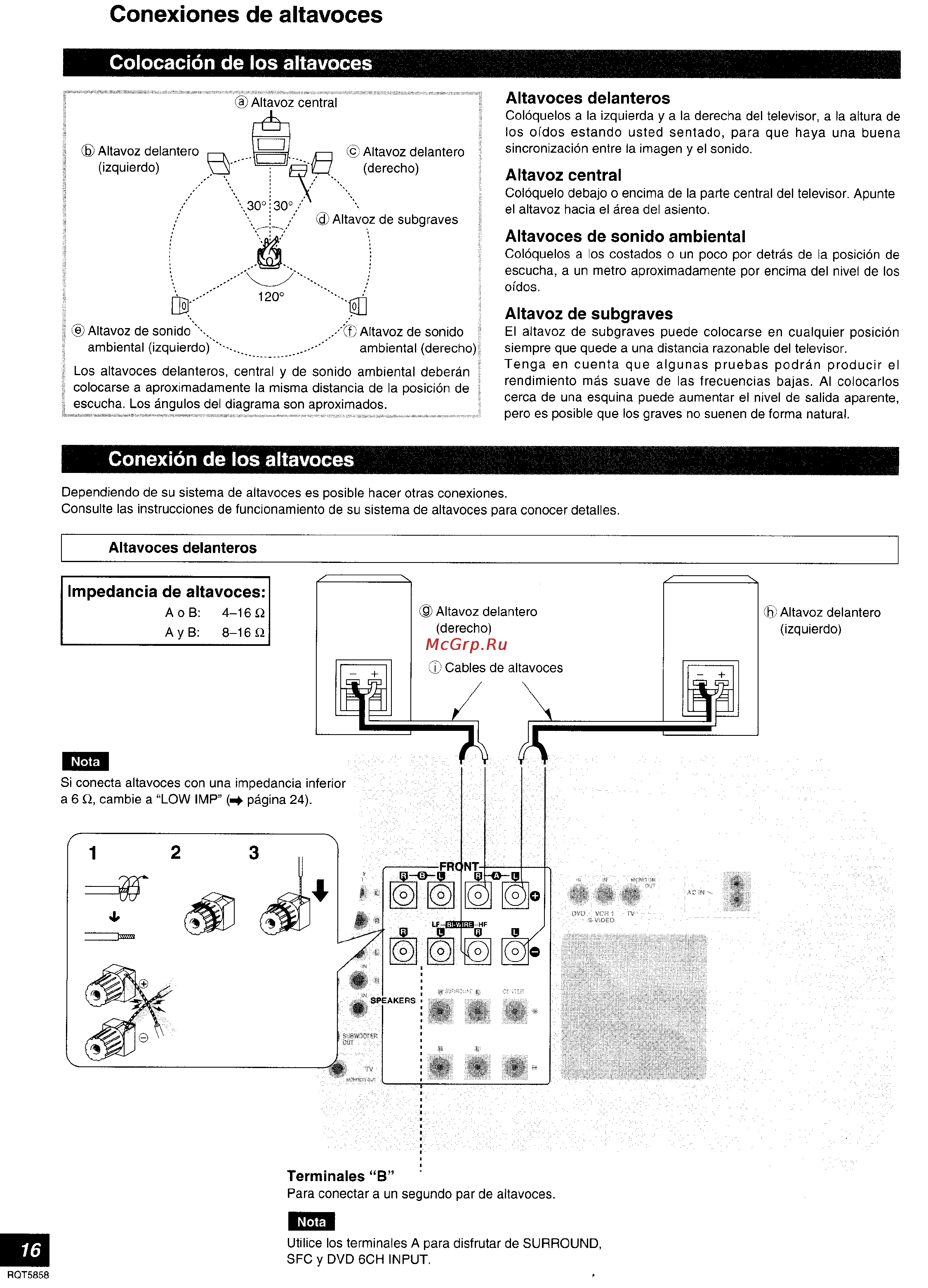 Technics SA-DA15 [16/72] Conexiones de altavoces