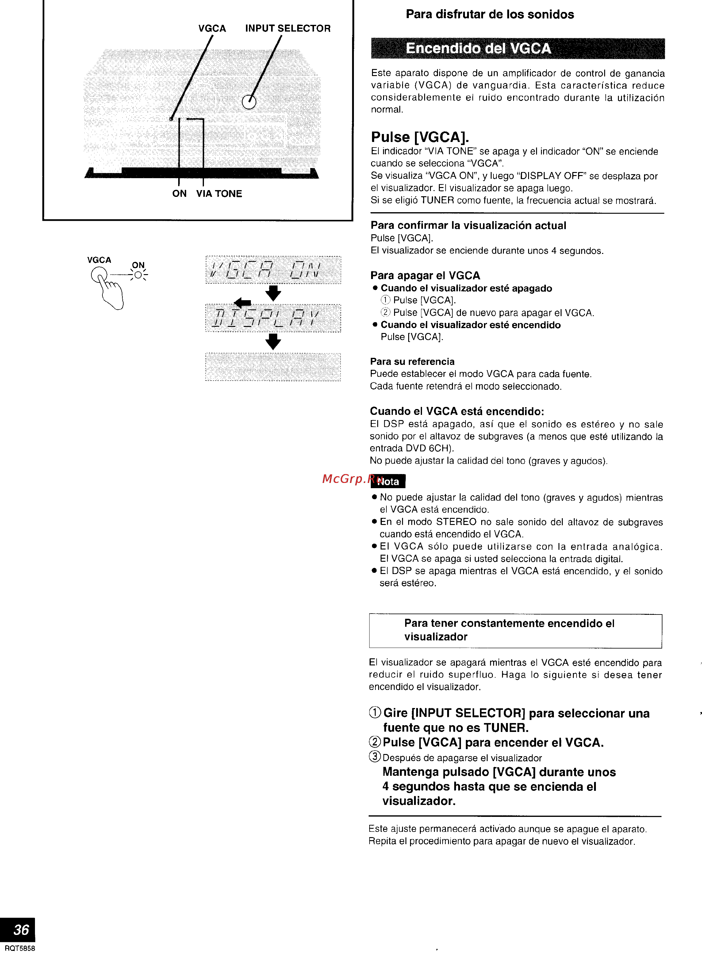 Technics SA-DA15 [36/72] Encendido del vgca