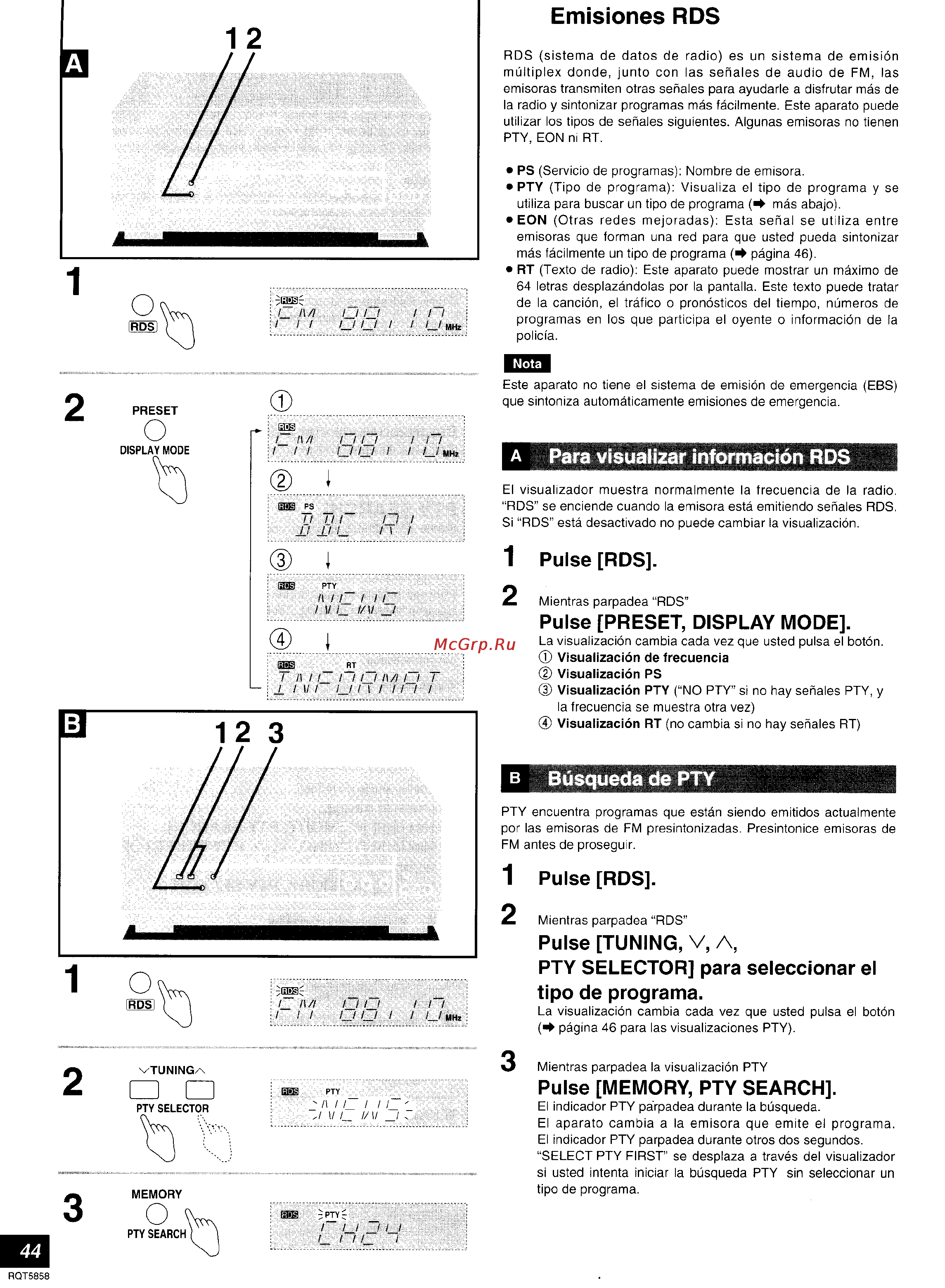 Technics SA-DA15 [44/72] Emisiones rds