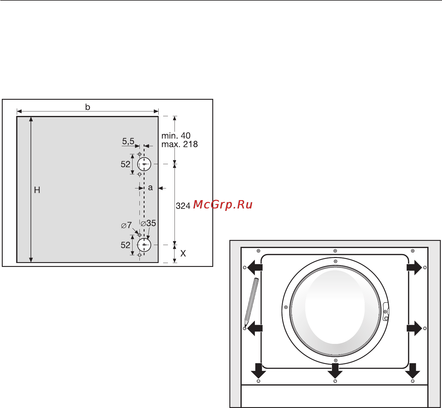 Miele W2839 i WPM re [61/80] Óñòàíîâëåíèå òî åê êðåïëåíèÿ 61