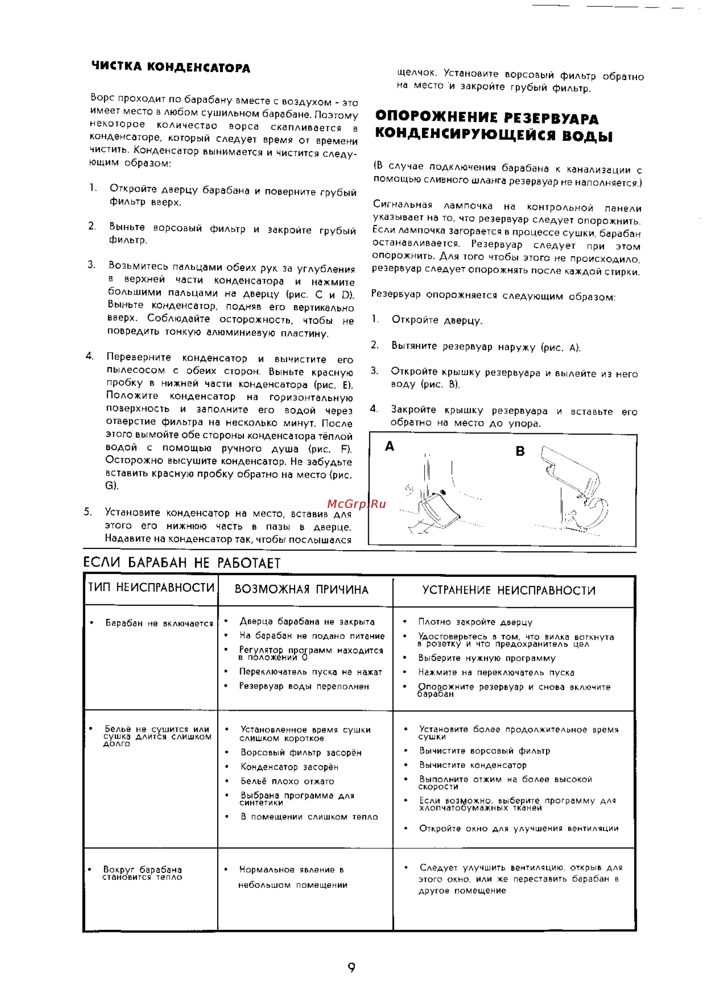 Electrolux EDC 310 M [9/10] Тип неисправности возможная причина устранение неисправности