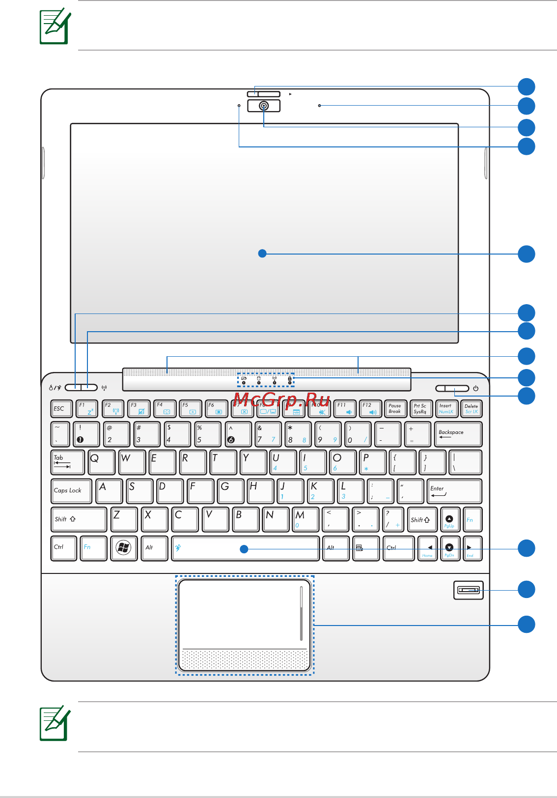 Asus EEE PC 1018P White [10/64] Верхняя сторона