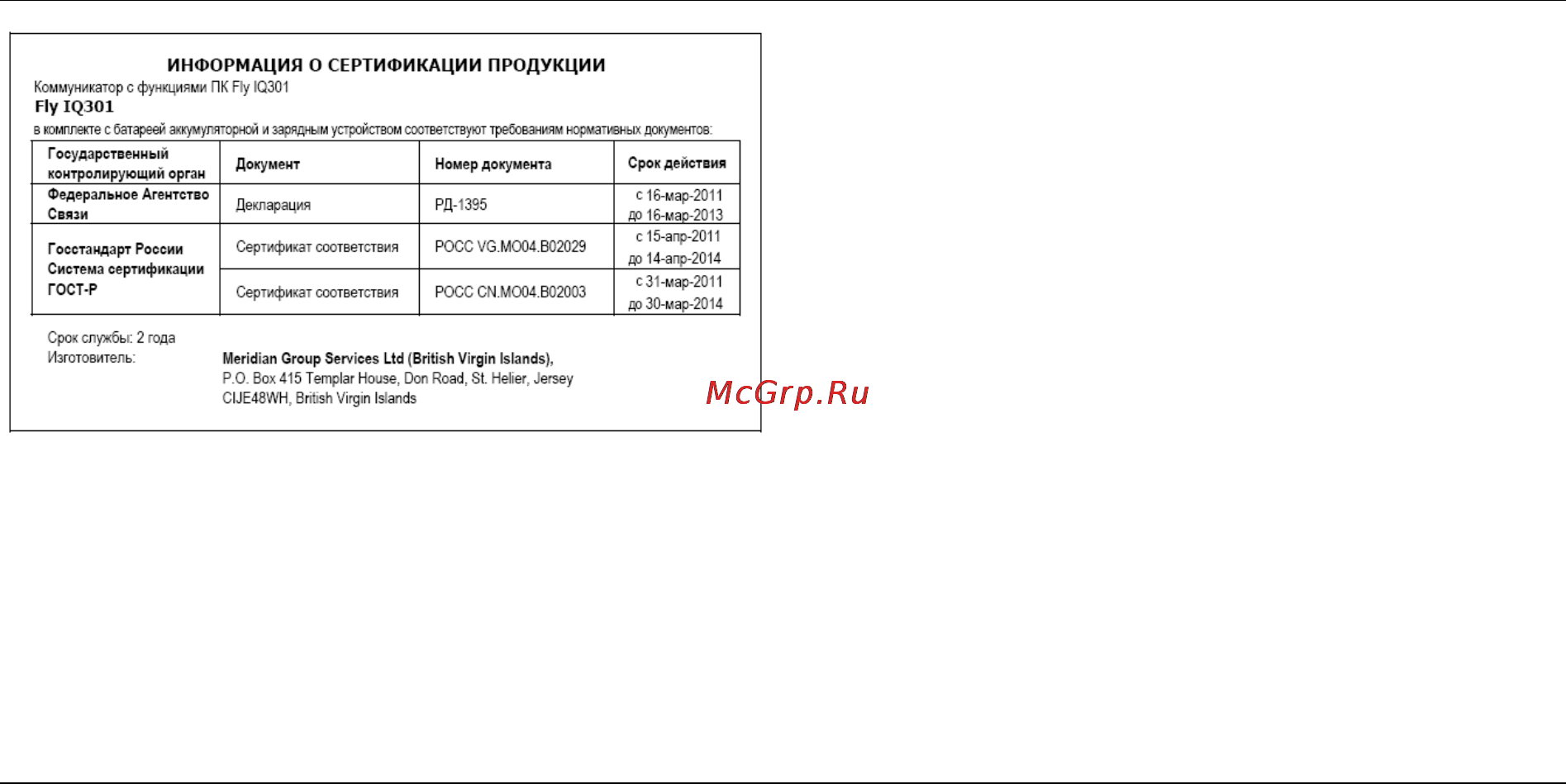 Fly Vision Инструкция по эксплуатации онлайн [16/16] 48574