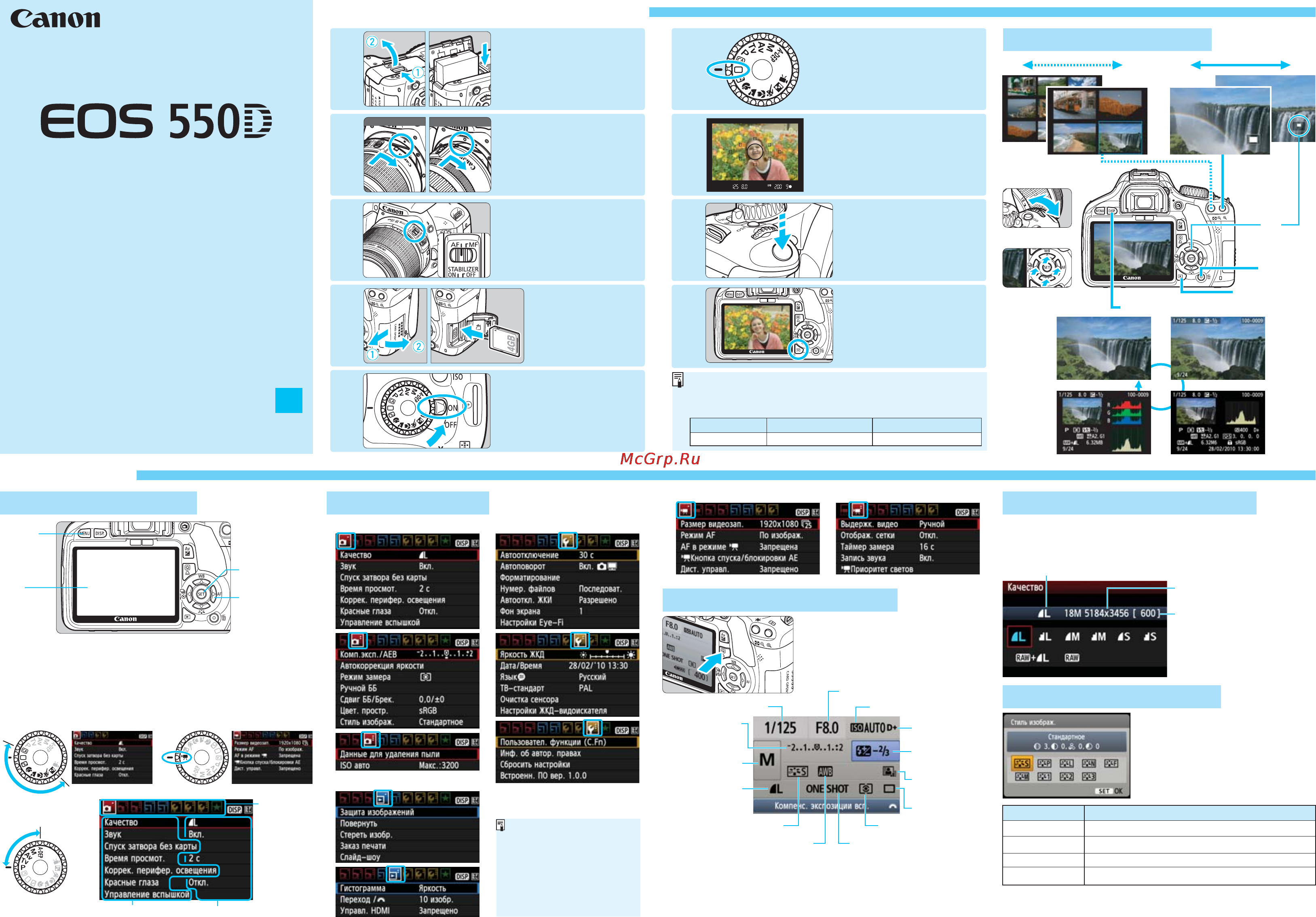 Canon EOS 550D EF-S18-55IS+55-250IS Инструкция по эксплуатации онлайн