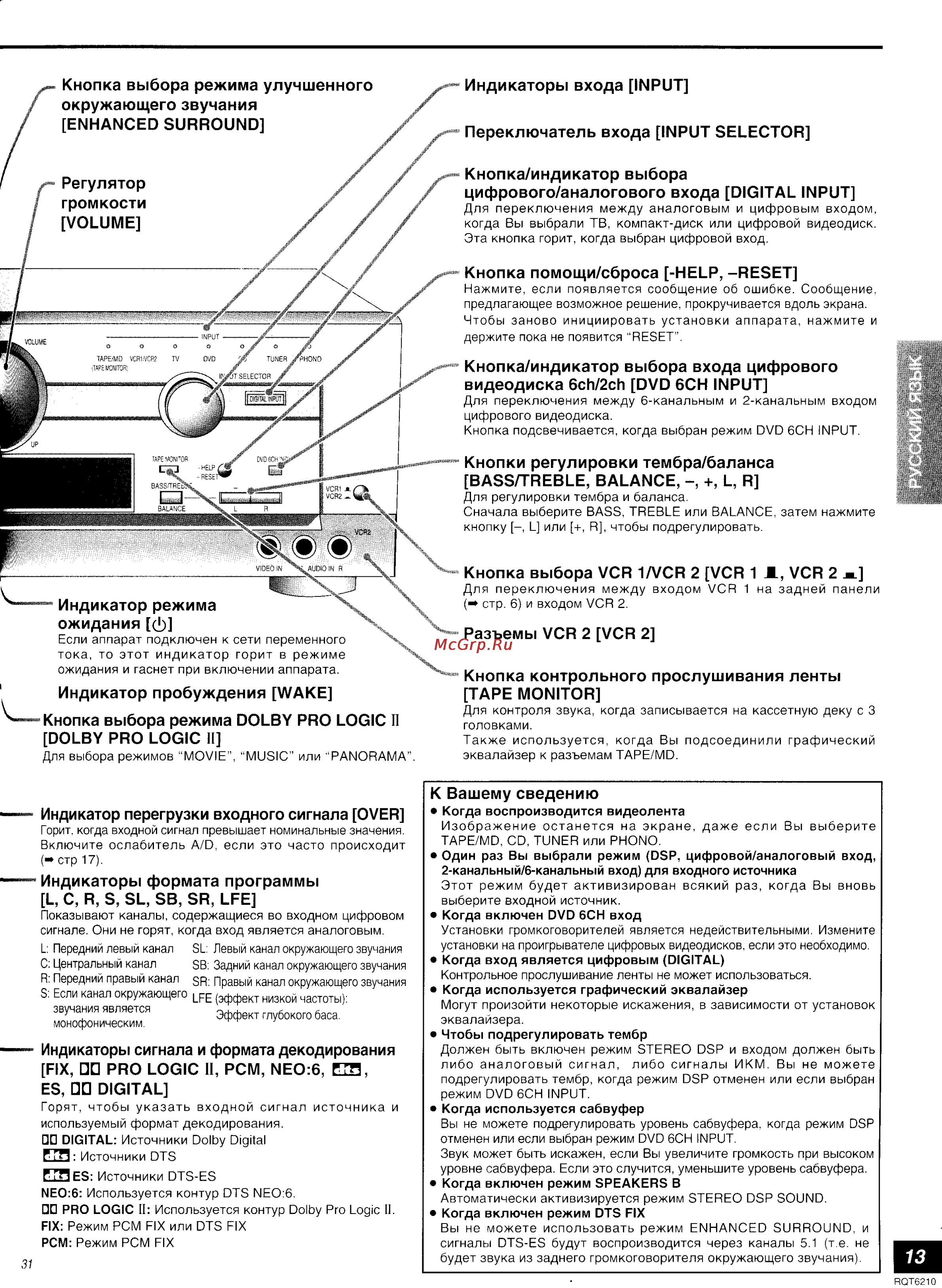 Panasonic SA-HE100 [13/19] Русским язык
