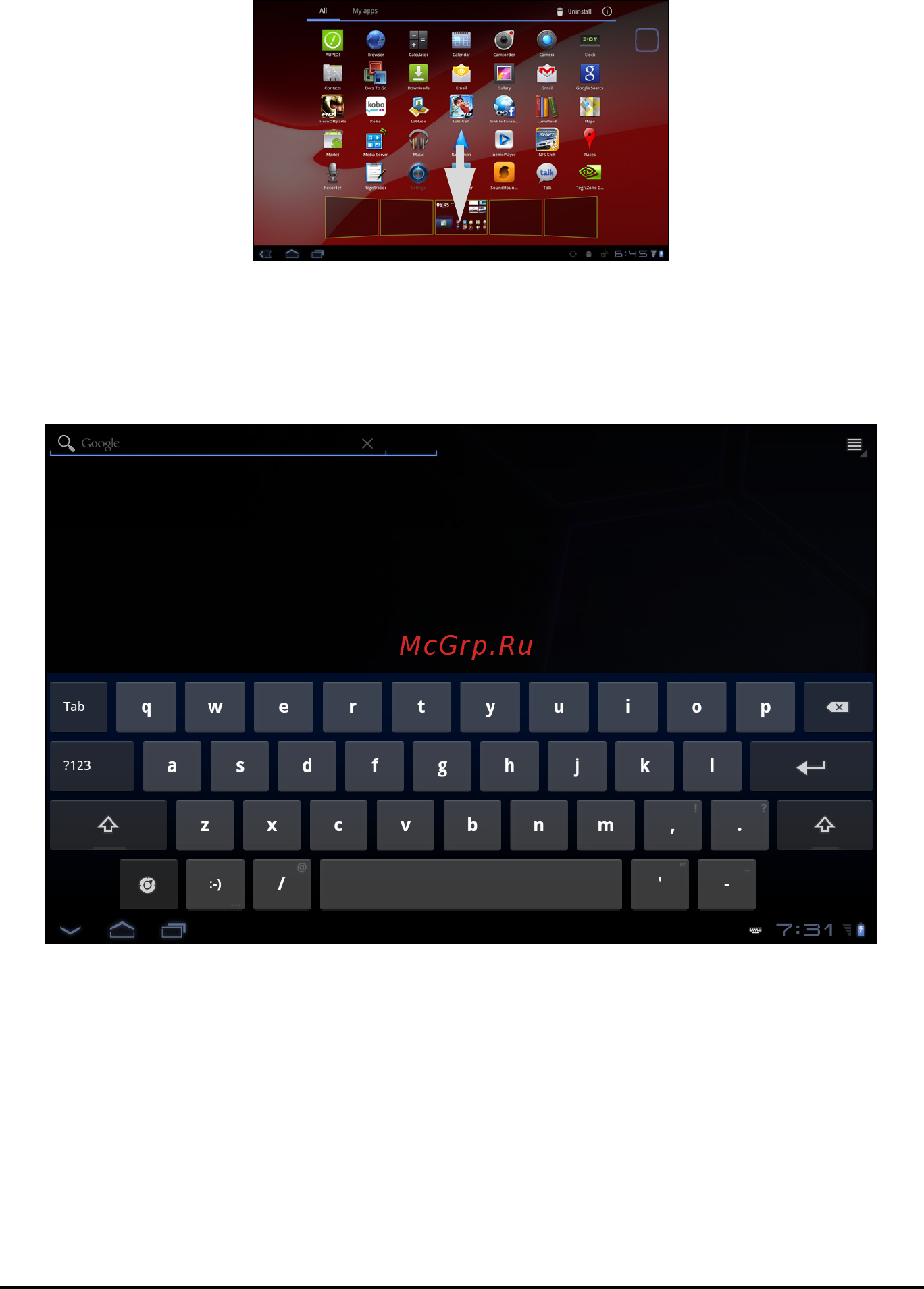 Packard Bell Liberty Tab 32GB [22/66] Экранная клавиатура