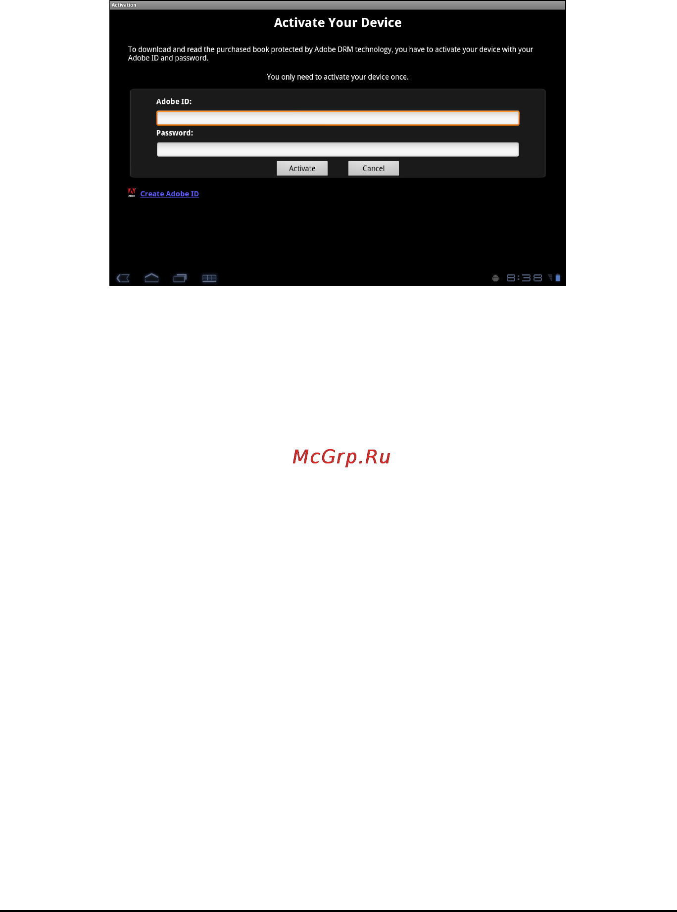 Packard Bell Liberty Tab 32GB [52/66] Ввод adobe id