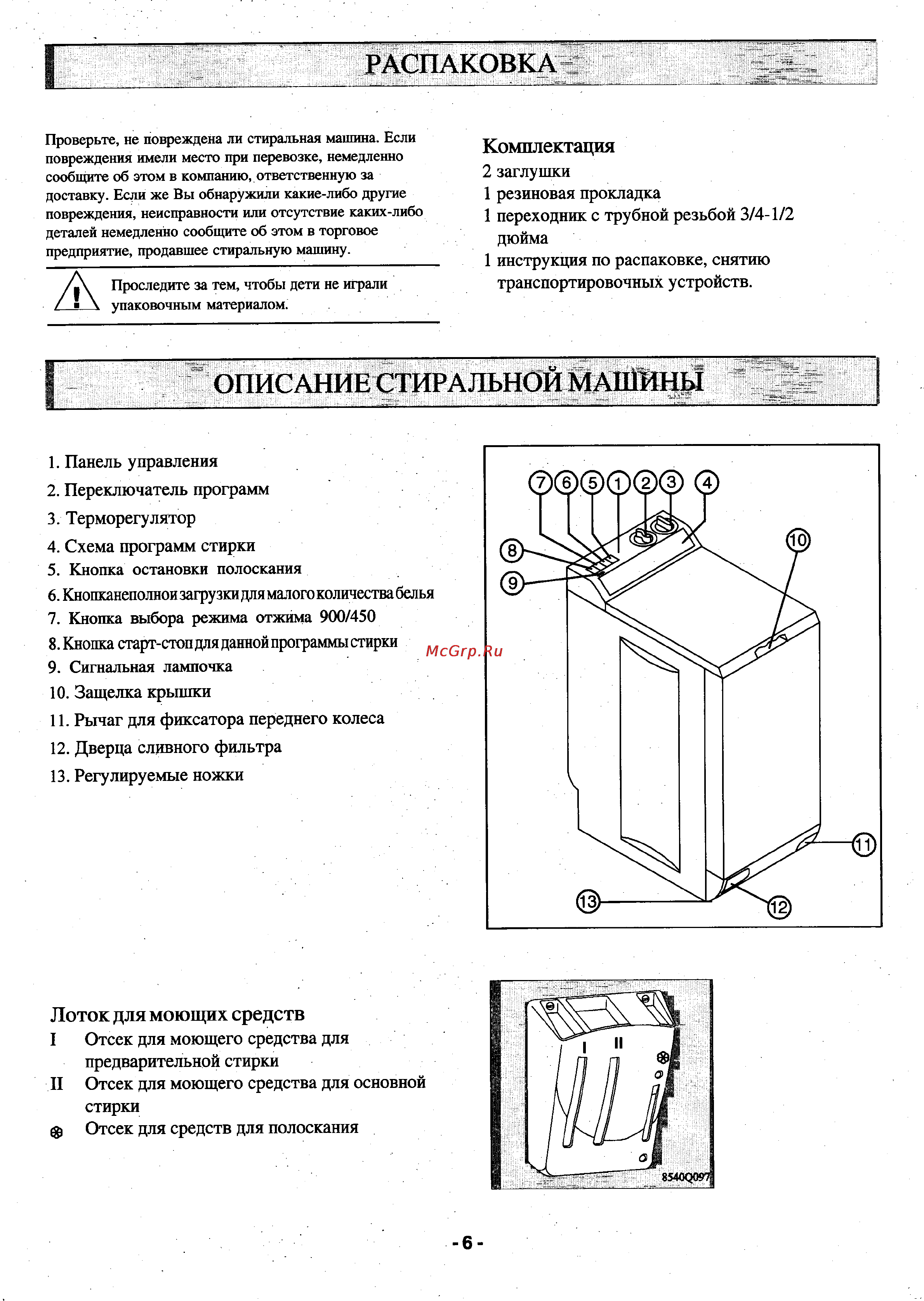 Zanussi TL 974 C [5/17] Описание стиральной машины