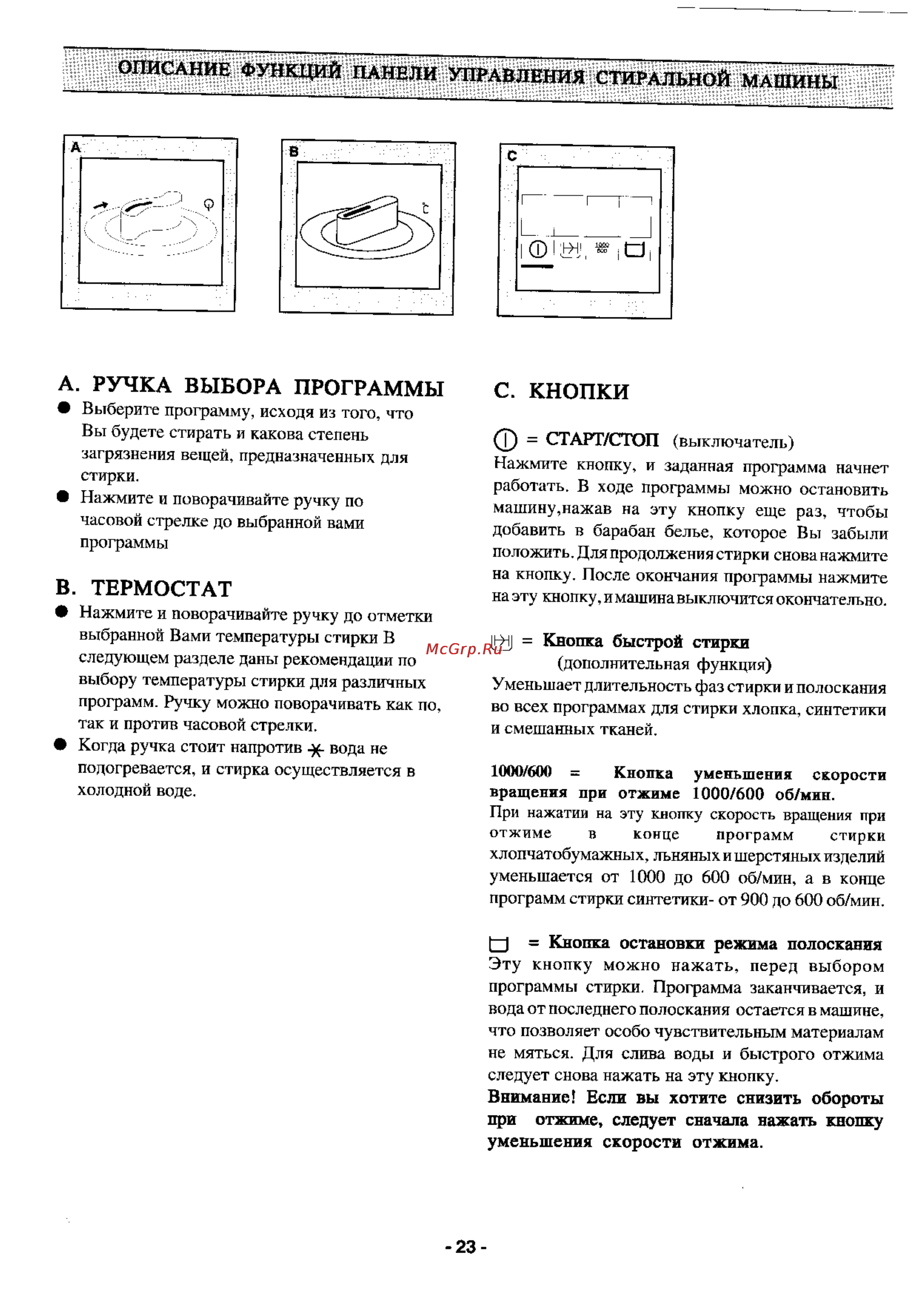 Zanussi TL 1084 C [6/17] А ручка выбора программы