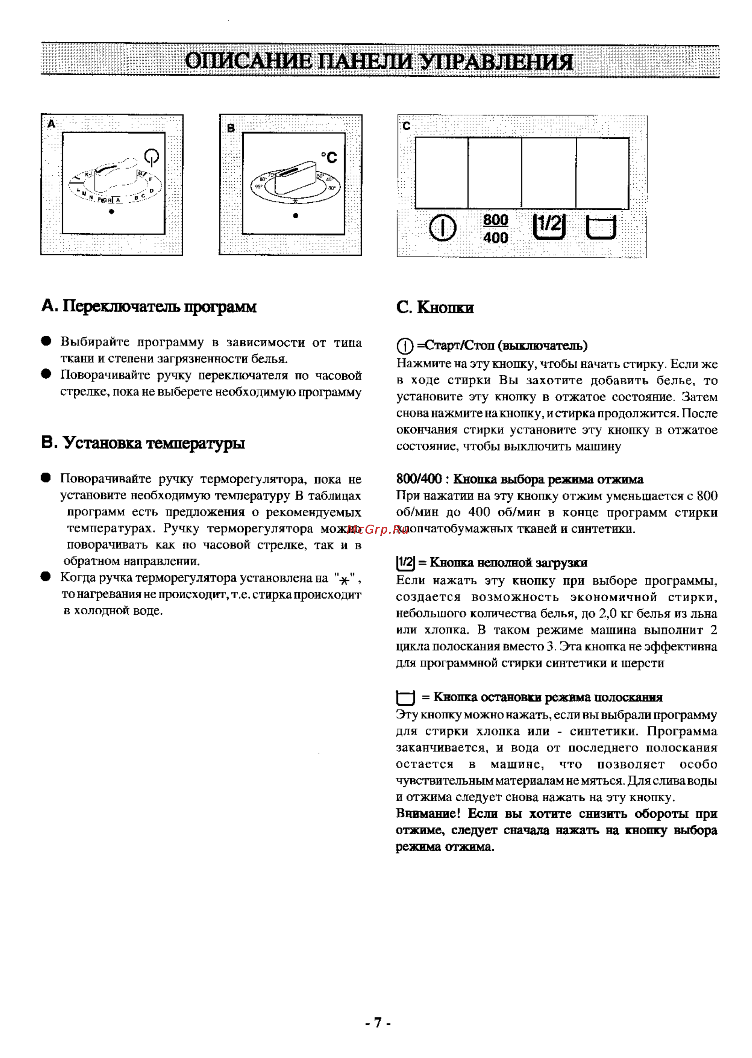 Zanussi TL 884 C [6/17] Переключатель программ