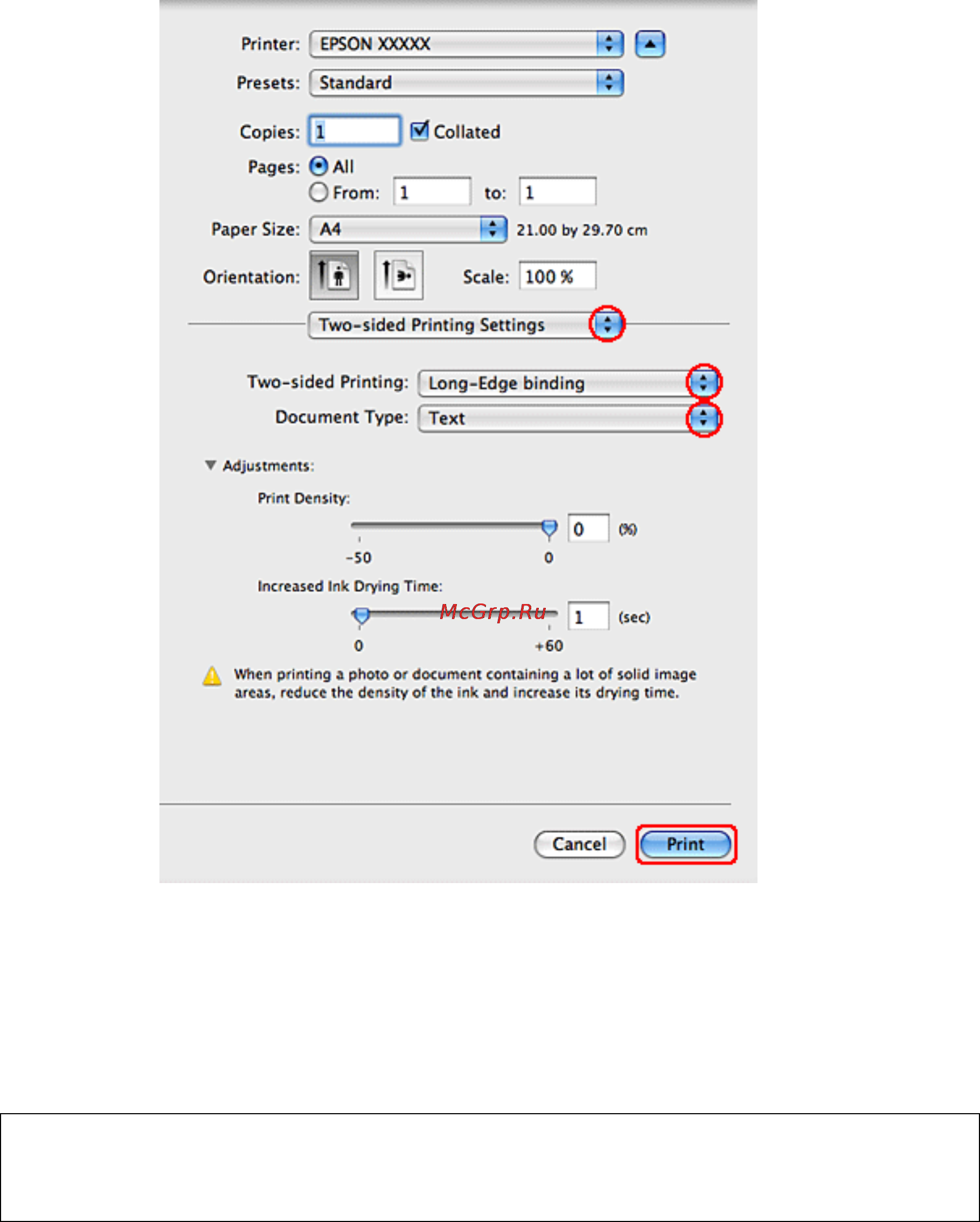 Epson WorkForce Pro WP-4015DN [43/117] Настройки драйвера в mac os x 10
