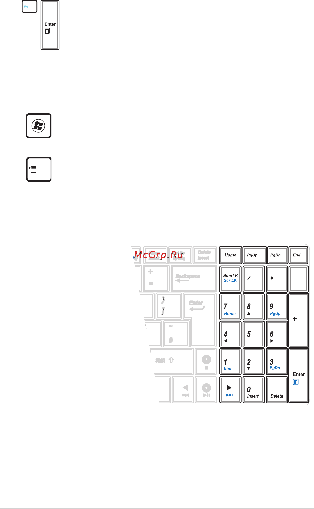 Asus X53U/K53U E-240 [46/112] Клавиши на microsoft windows