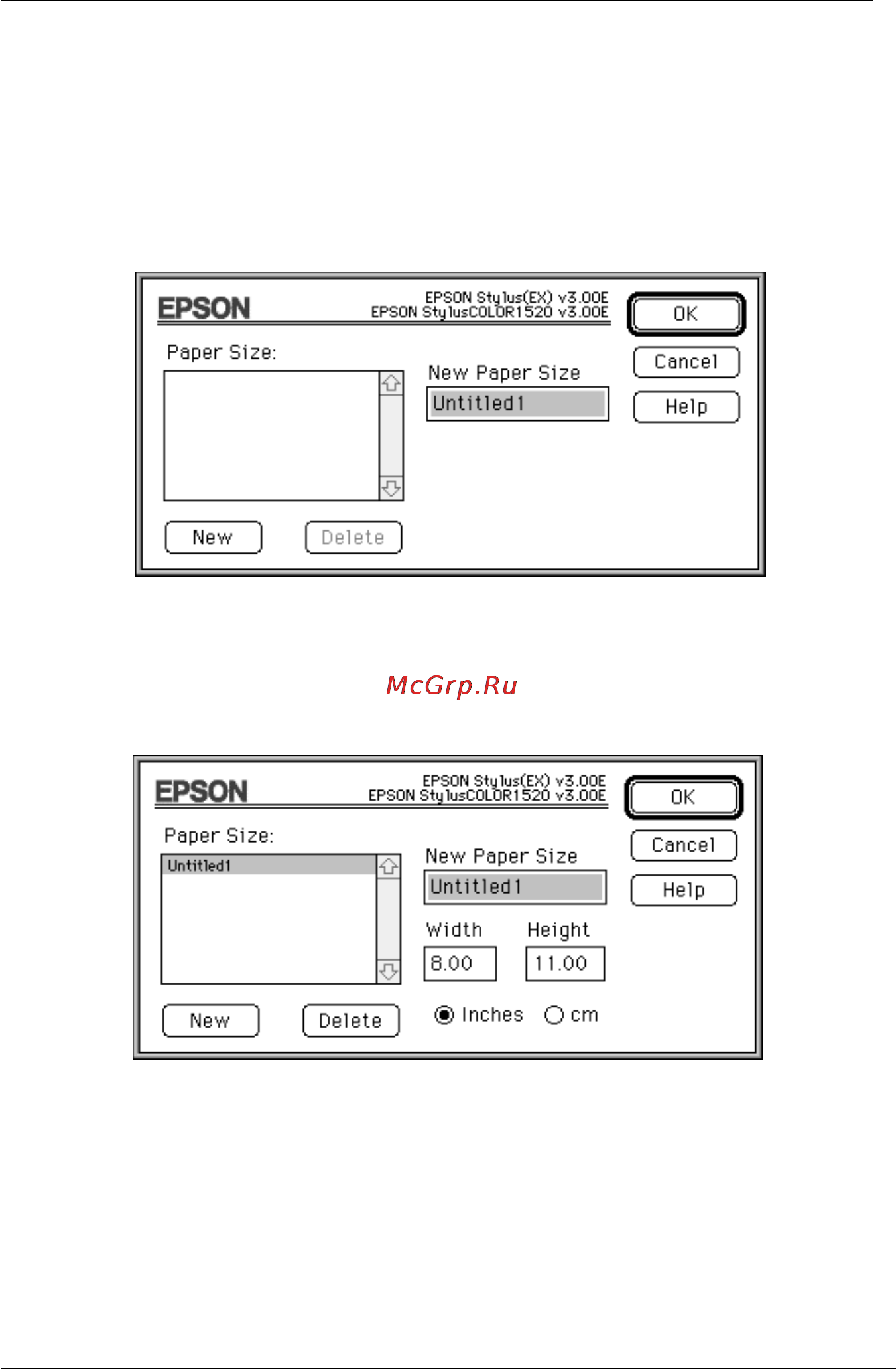 Epson Stylus Color 1520 [118/243] Определение размера бумаги пользователем
