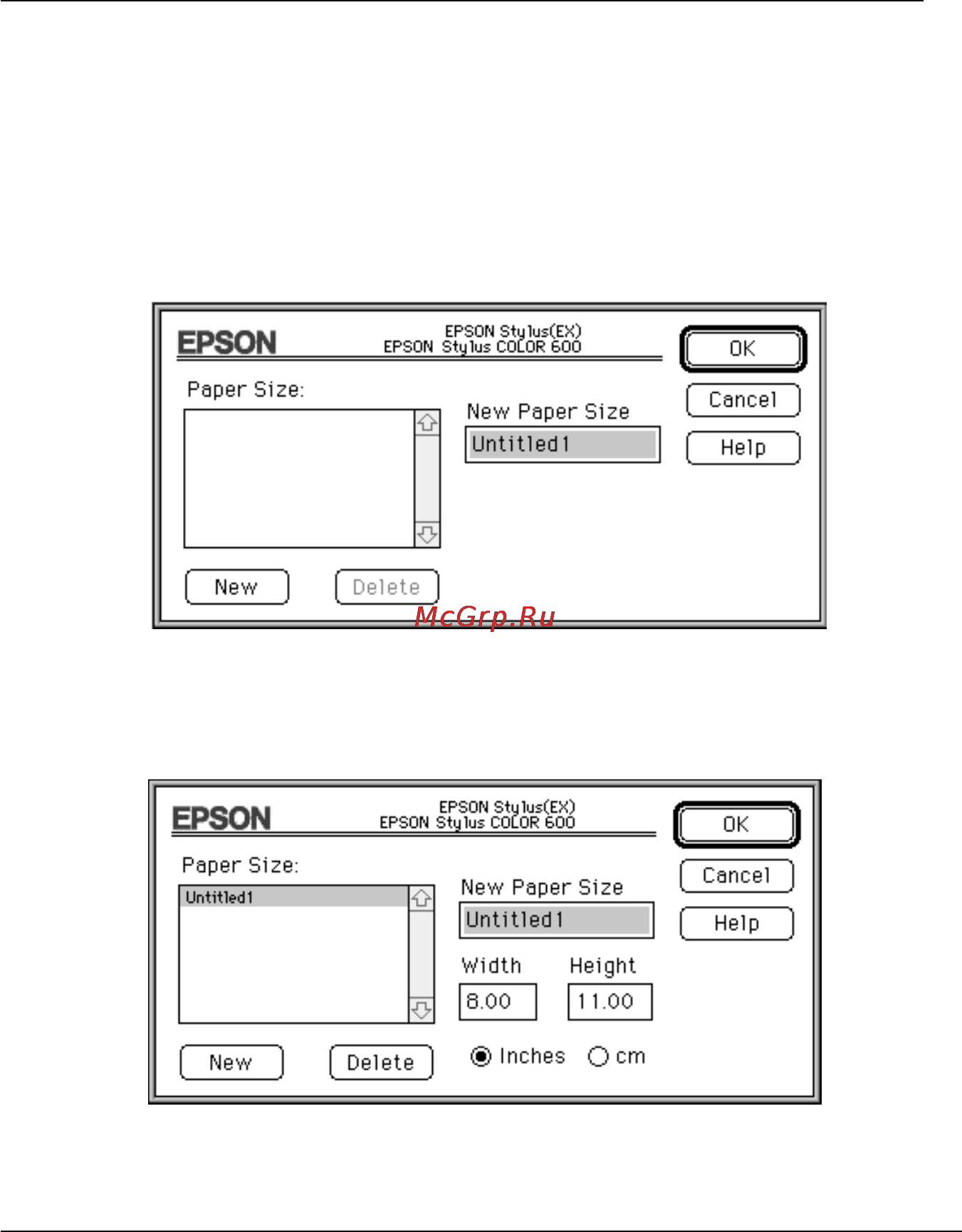 Epson Stylus Color 600 [94/205] Определение размера бумаги пользователем