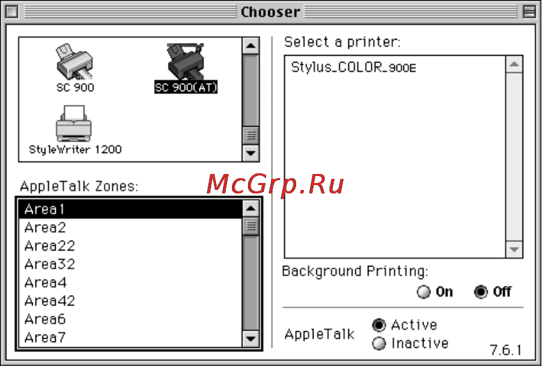 Epson Stylus Color 900 [32/67] Пользование соединением через сеть appletalk