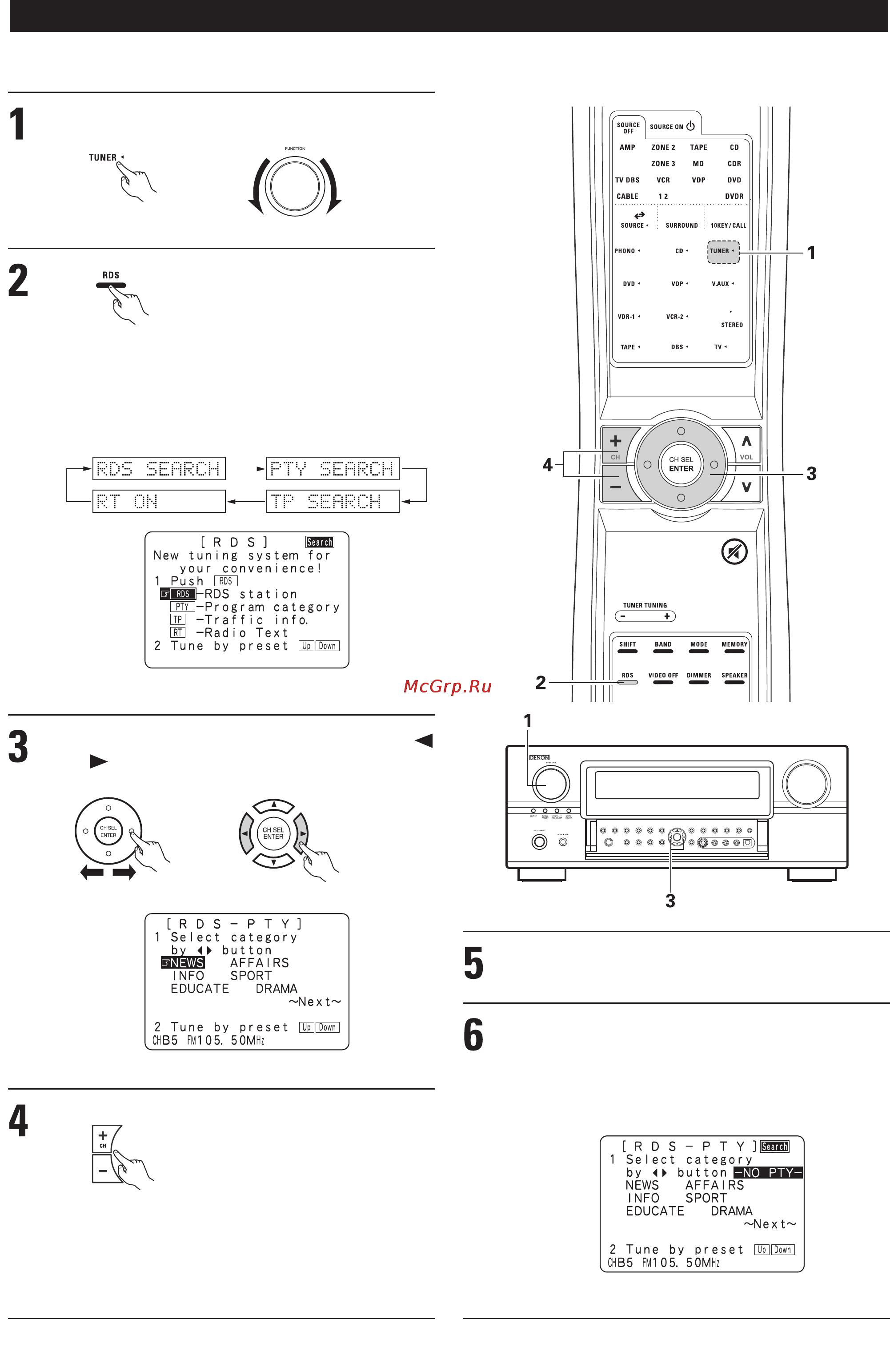 Denon AVR-3805 [102/120] Функция pty search поиск по коду типа программы