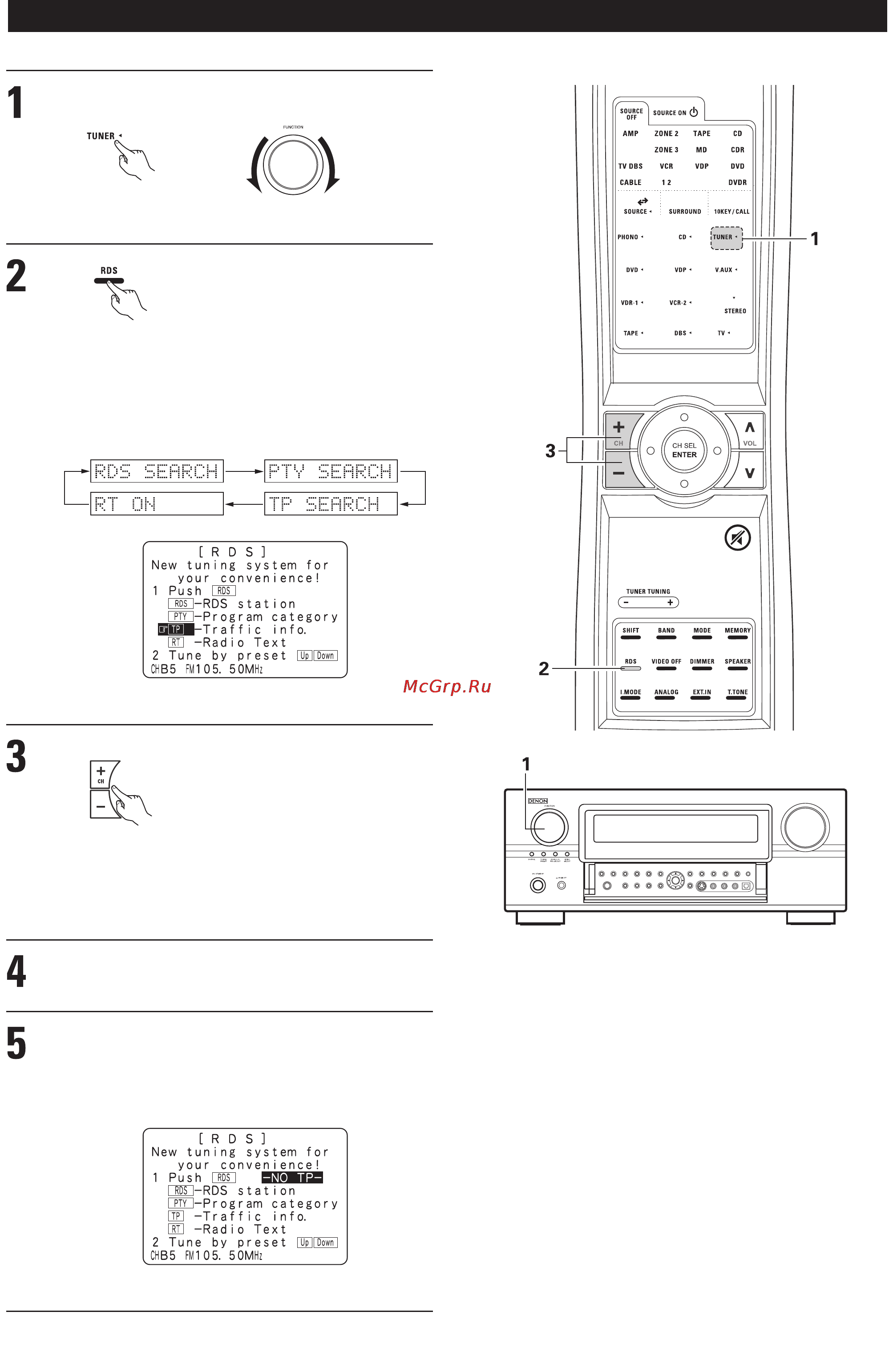 Denon AVR-3805 [103/120] Функция tp search поиск дорожно транспортных программ