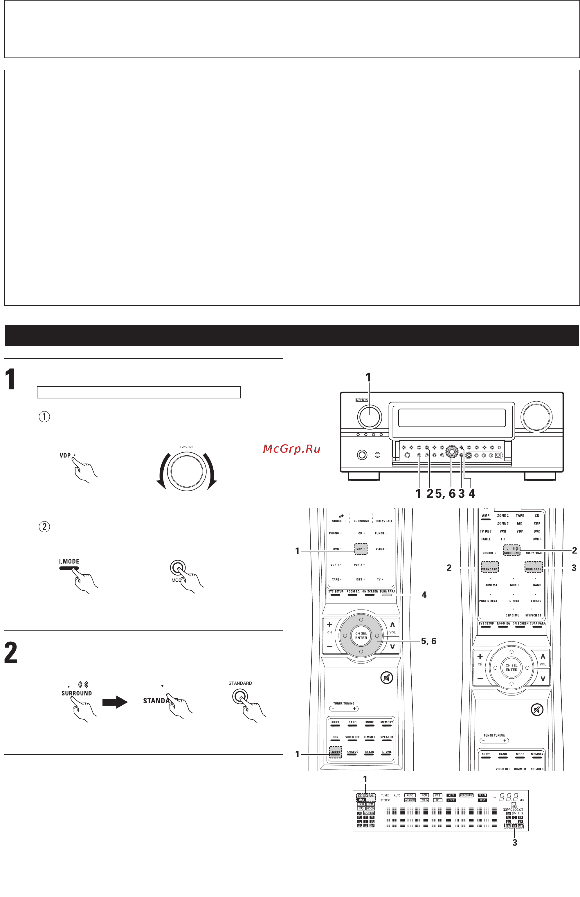 Denon AVR-3805 [84/120] Режим dolby digital только с цифровым входом и dts surround только с цифровым входом