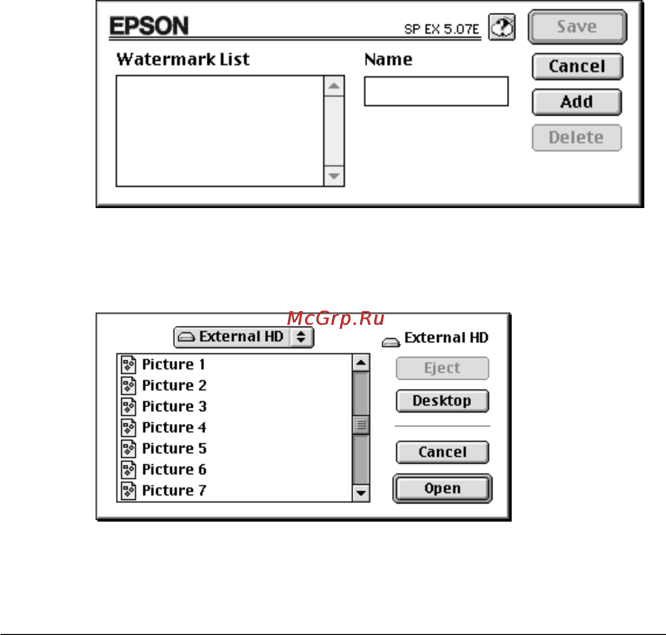 Epson Stylus Photo EX [113/186] Watermark list name