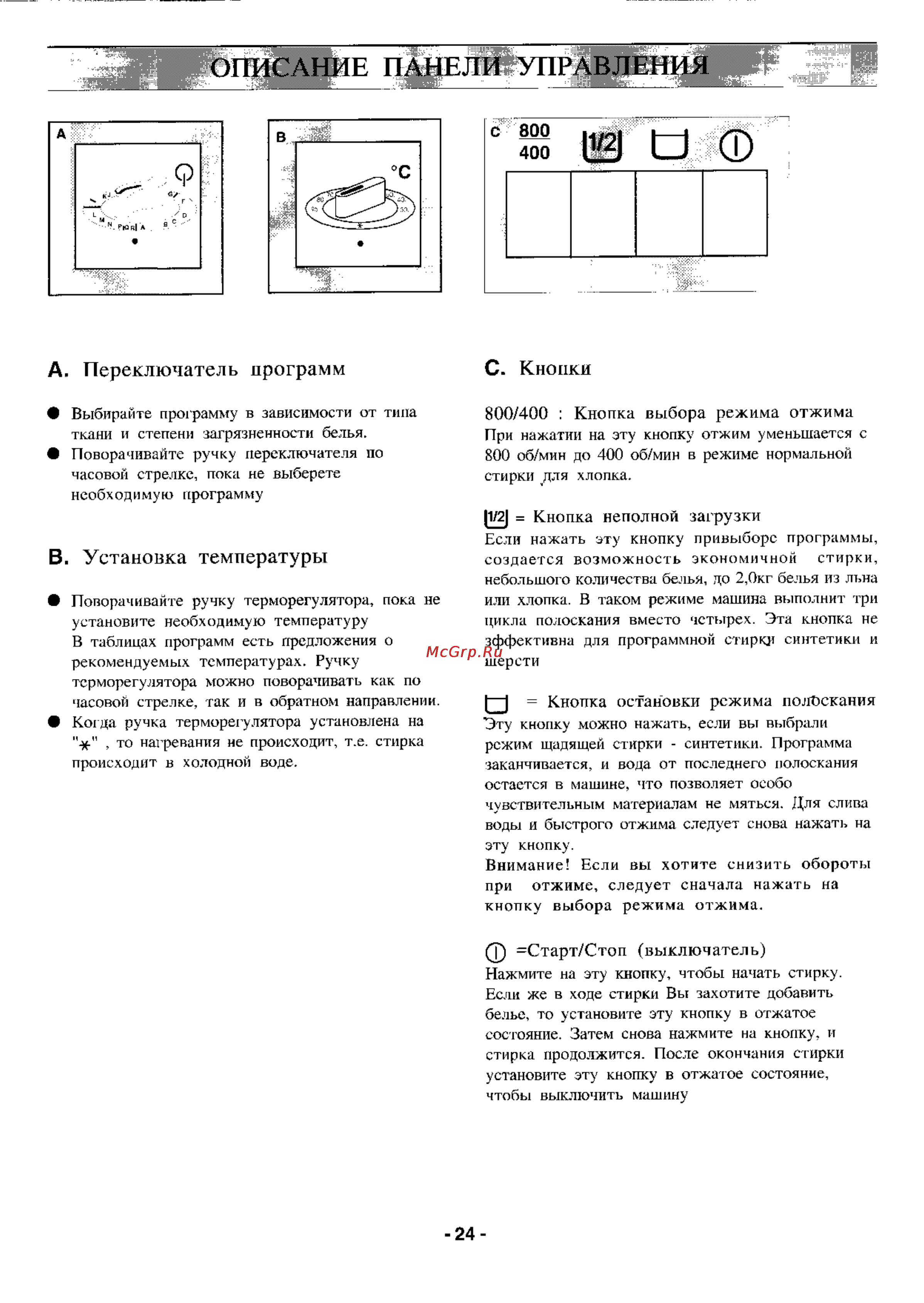 Zanussi TC 884 [5/15] А переключатель программ