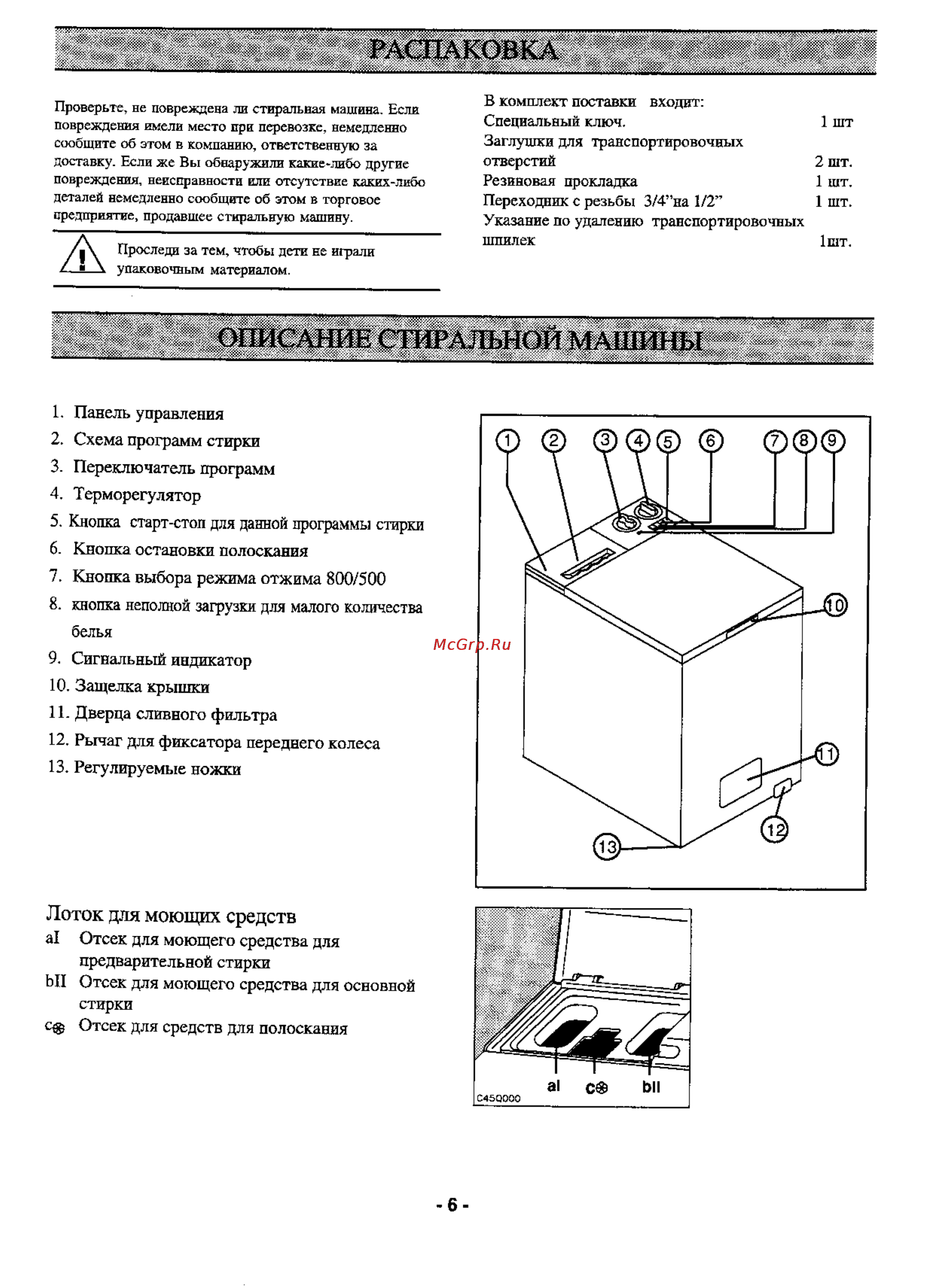 Zanussi TC 874 [5/16] Описание стиральном машины