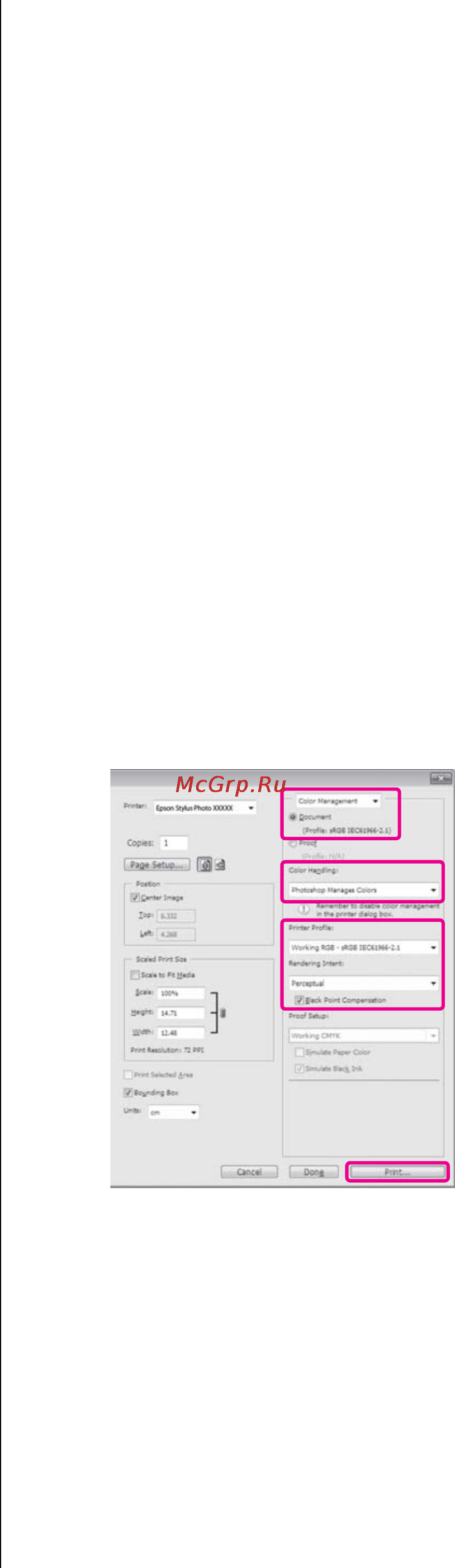 Epson Stylus Photo R2000 [81/122] Печать с использованием функции управления цветом