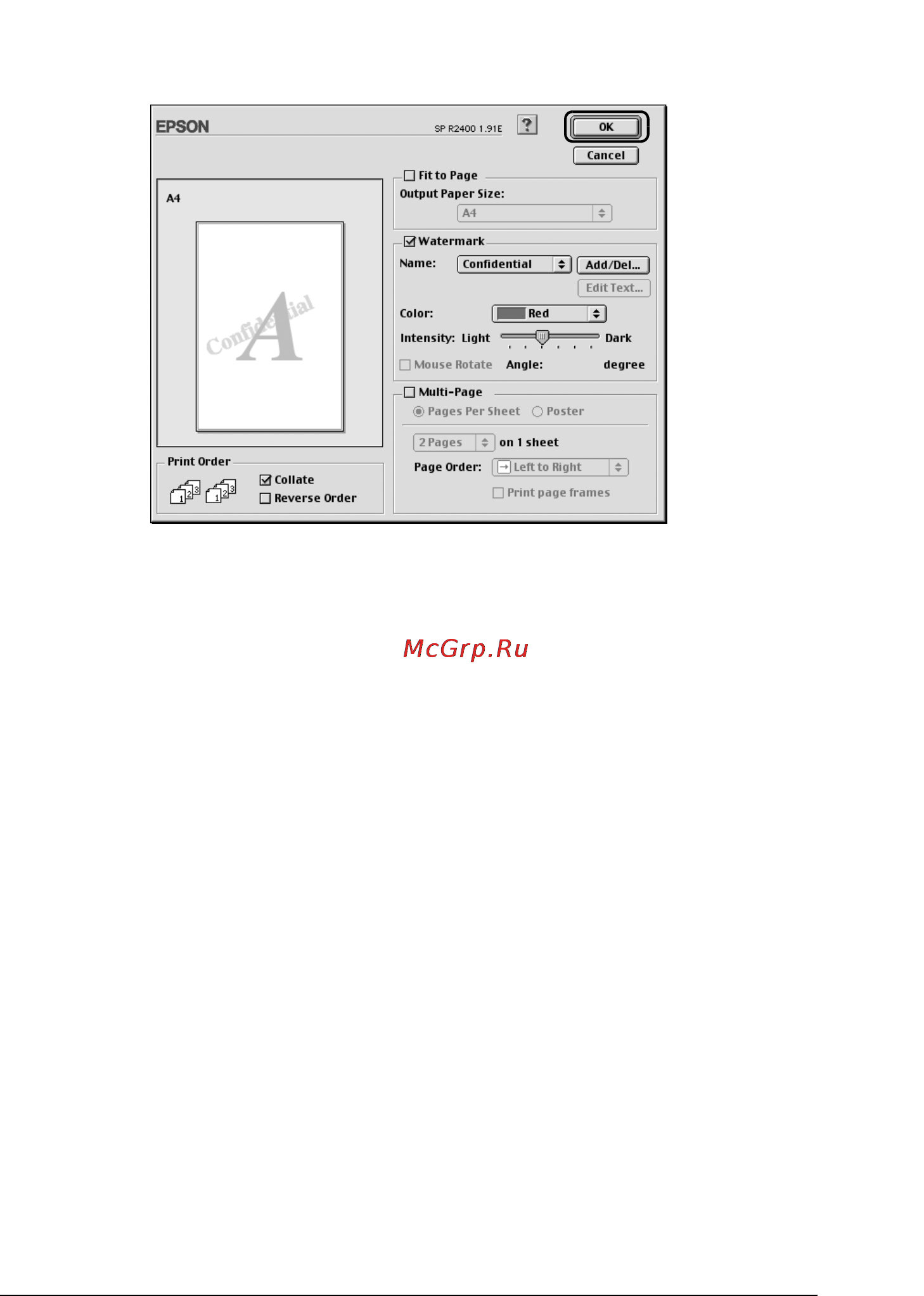 Epson Stylus Photo R2400 [123/418] Создание собственного водяного знака в windows