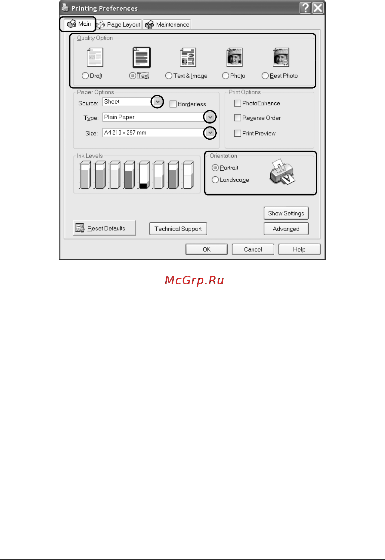 Epson Stylus Photo R2400 [46/418] Настройки драйвера для mac os x
