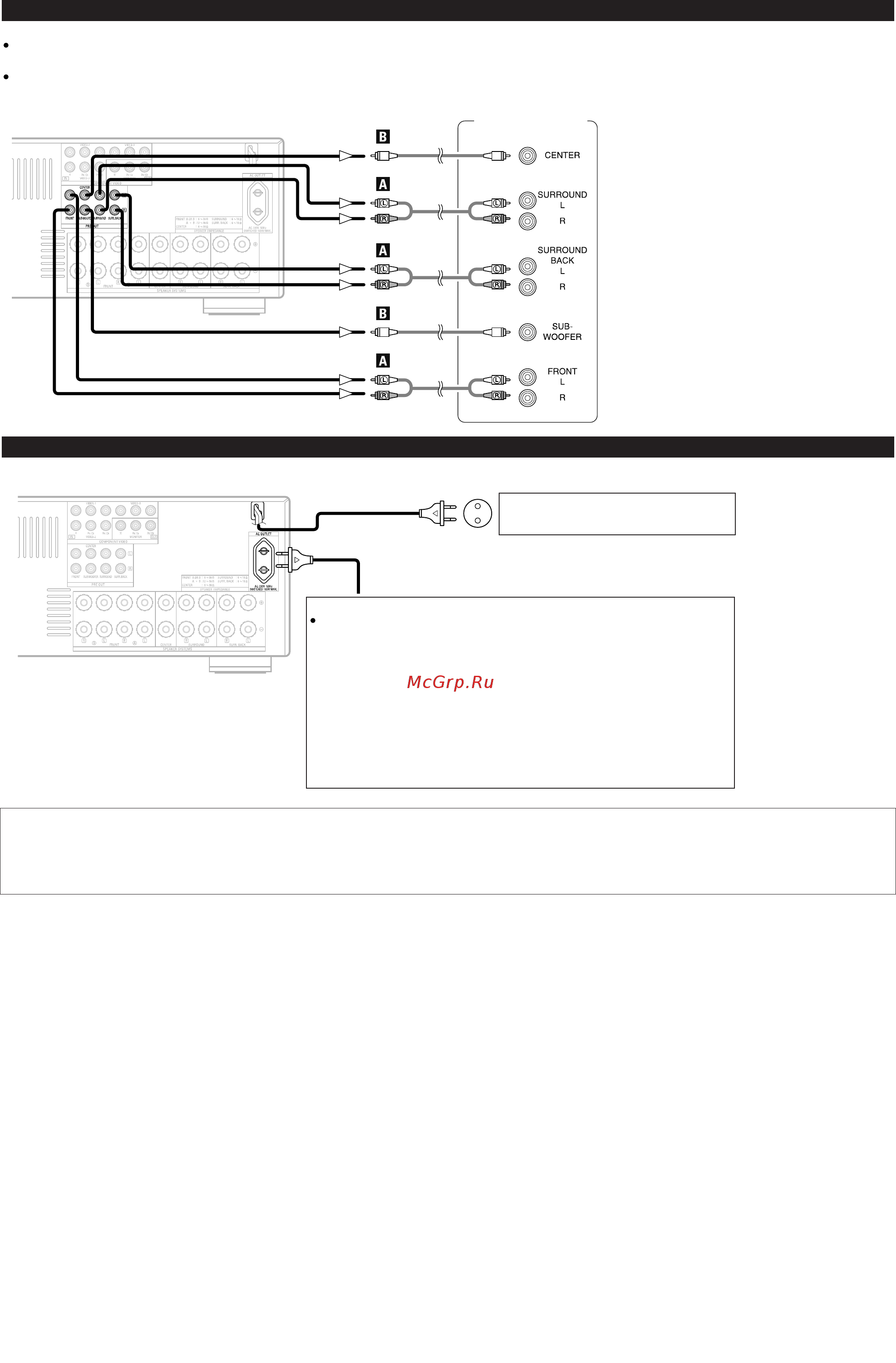 Denon AVR-2106 [22/74] Подключение к выходным разъемам предусилителя