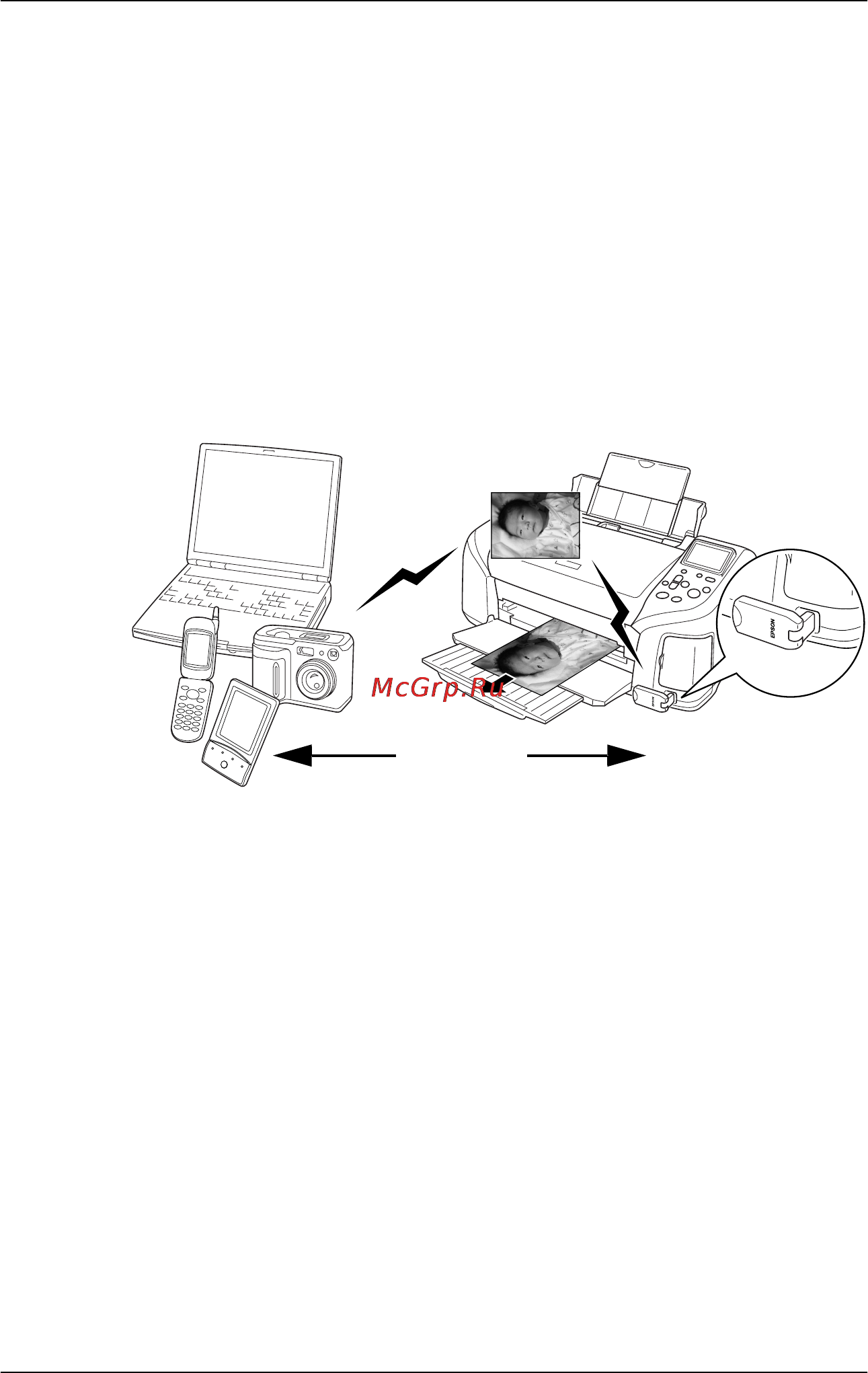 Epson Stylus Photo R300 [96/114] Использование адаптера для фотопечати bluetooth