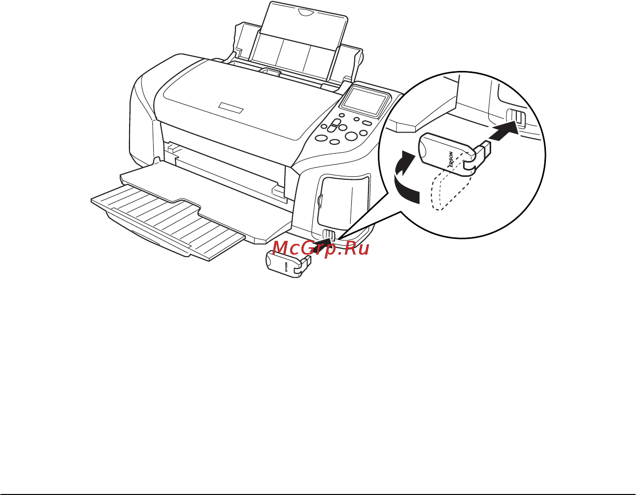 Epson Stylus Photo R300 [97/114] Подключение и отключение адаптера для фотопечати bluetooth