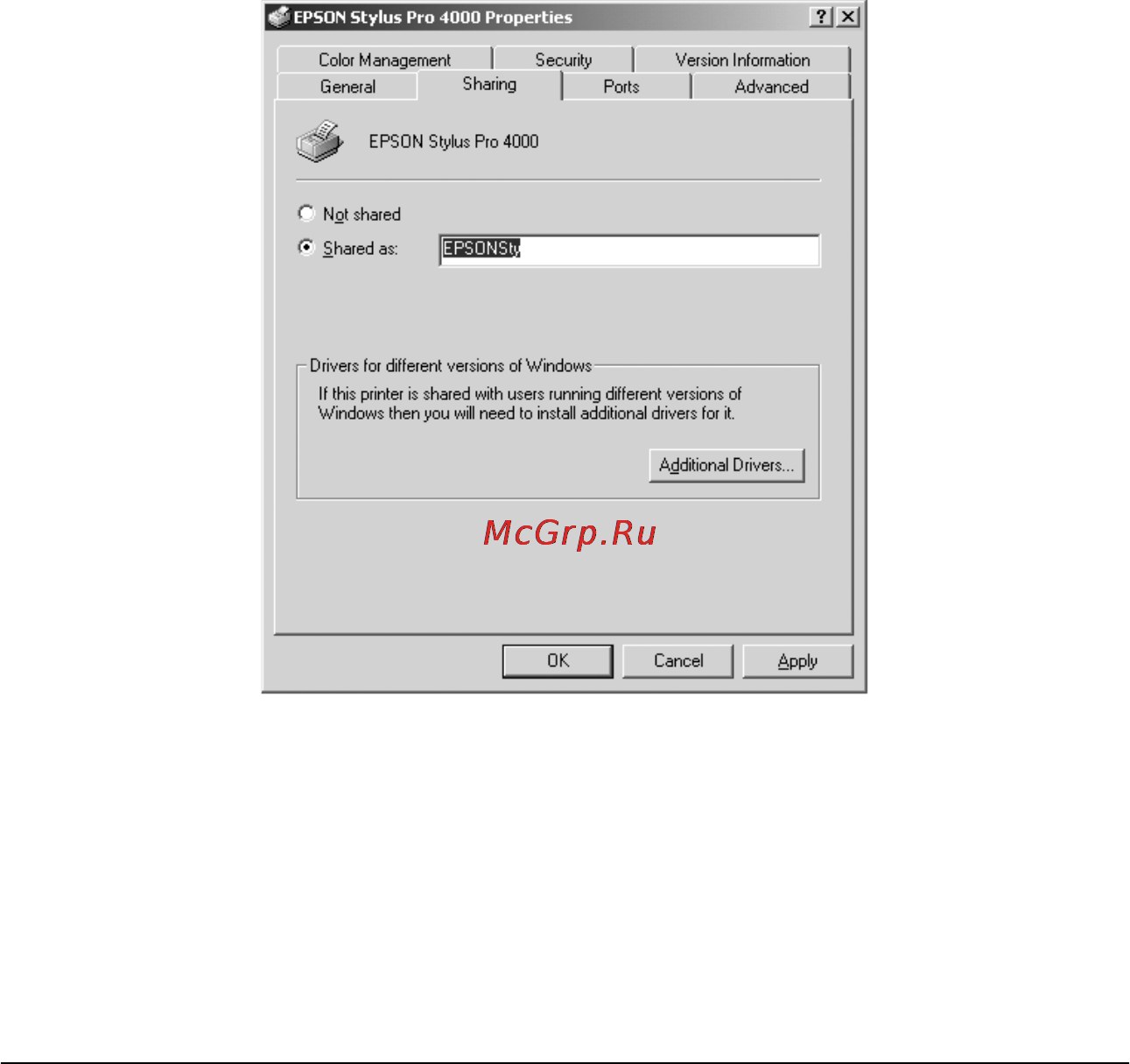 Epson Stylus Pro 4000 [107/410] Для windows 2000 и nt 4