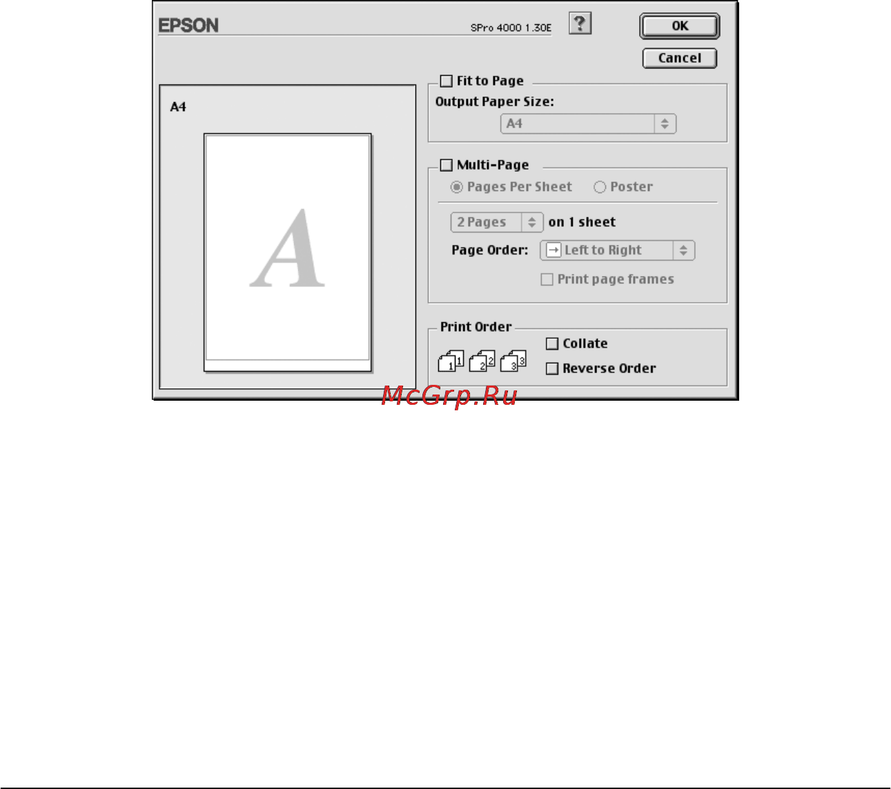 Epson Stylus Pro 4000 [169/410] Настройка параметра порядок печати print order