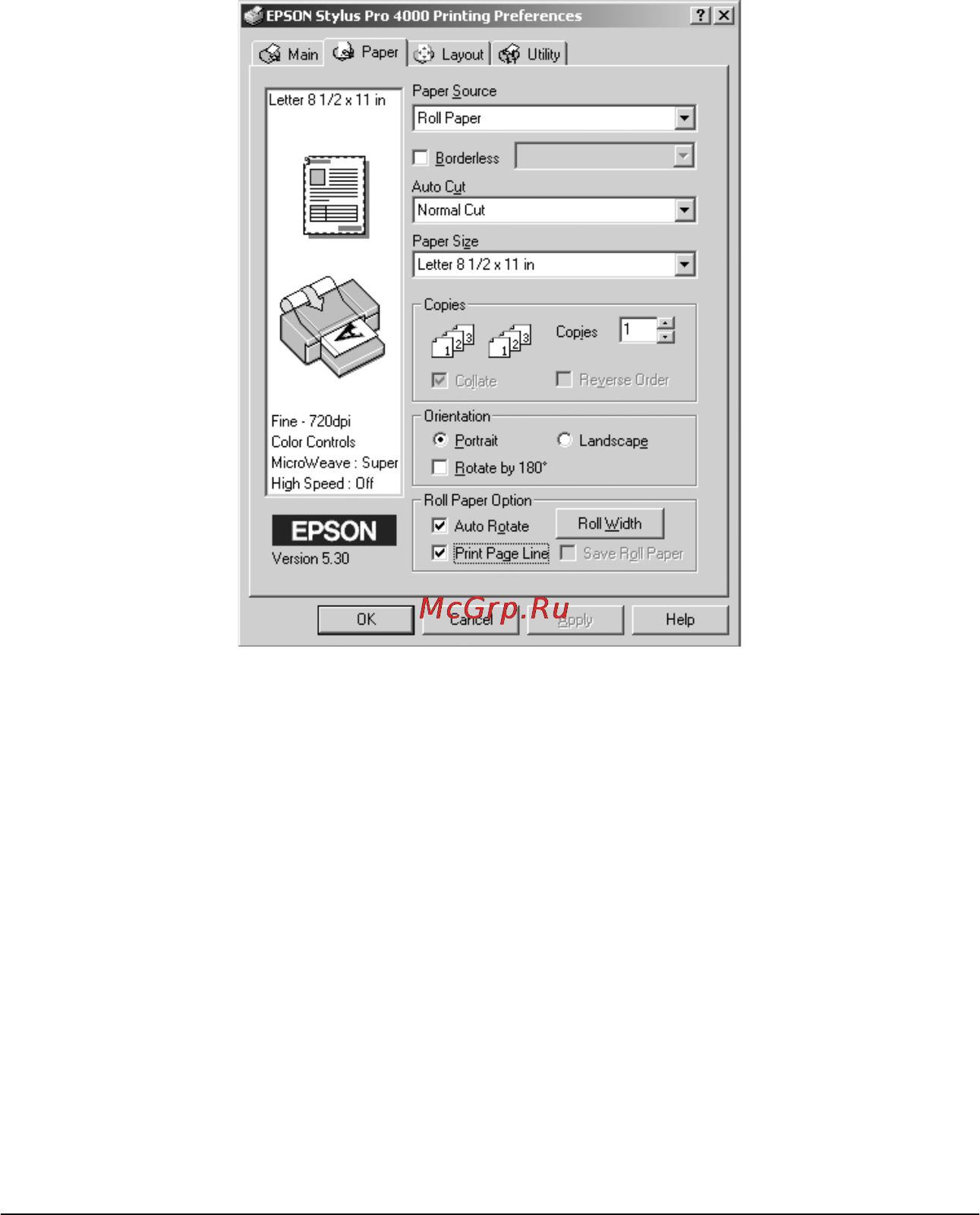 Epson Stylus Pro 4000 [59/410] Настройка параметров рулонной бумаги roll paper option