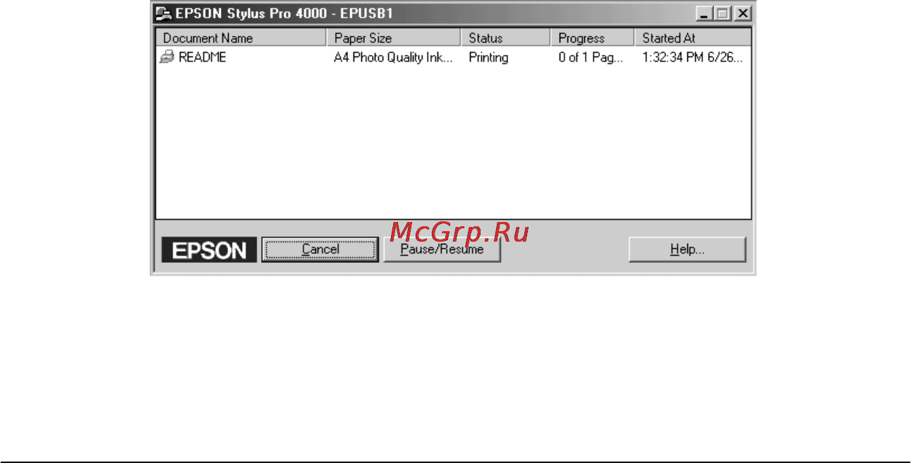 Epson Stylus Pro 4000 [92/410] Работа с диспетчером очереди epson spool manager