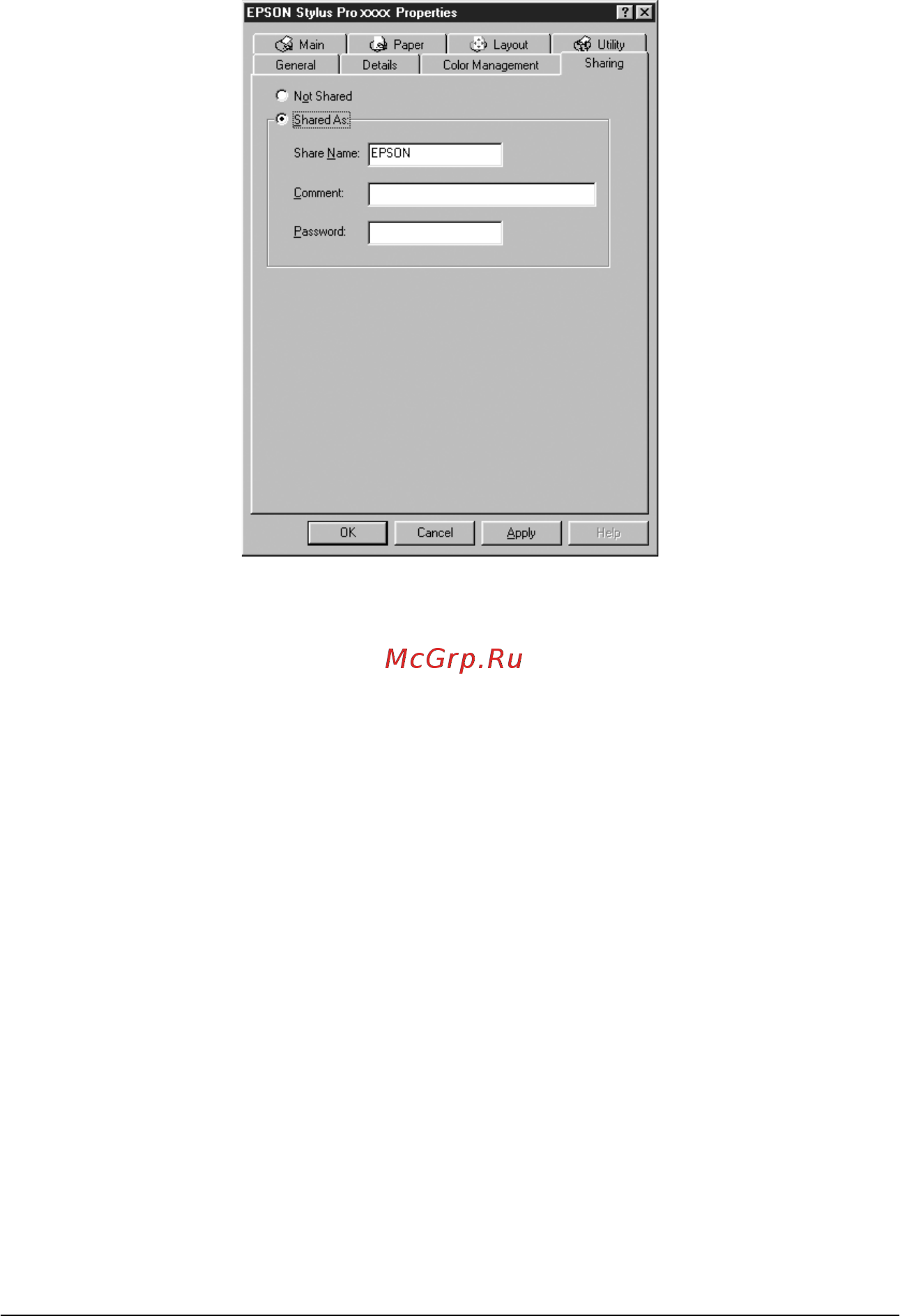 Epson Stylus Pro 4400 [108/429] Доступ к совместно используемому принтеру
